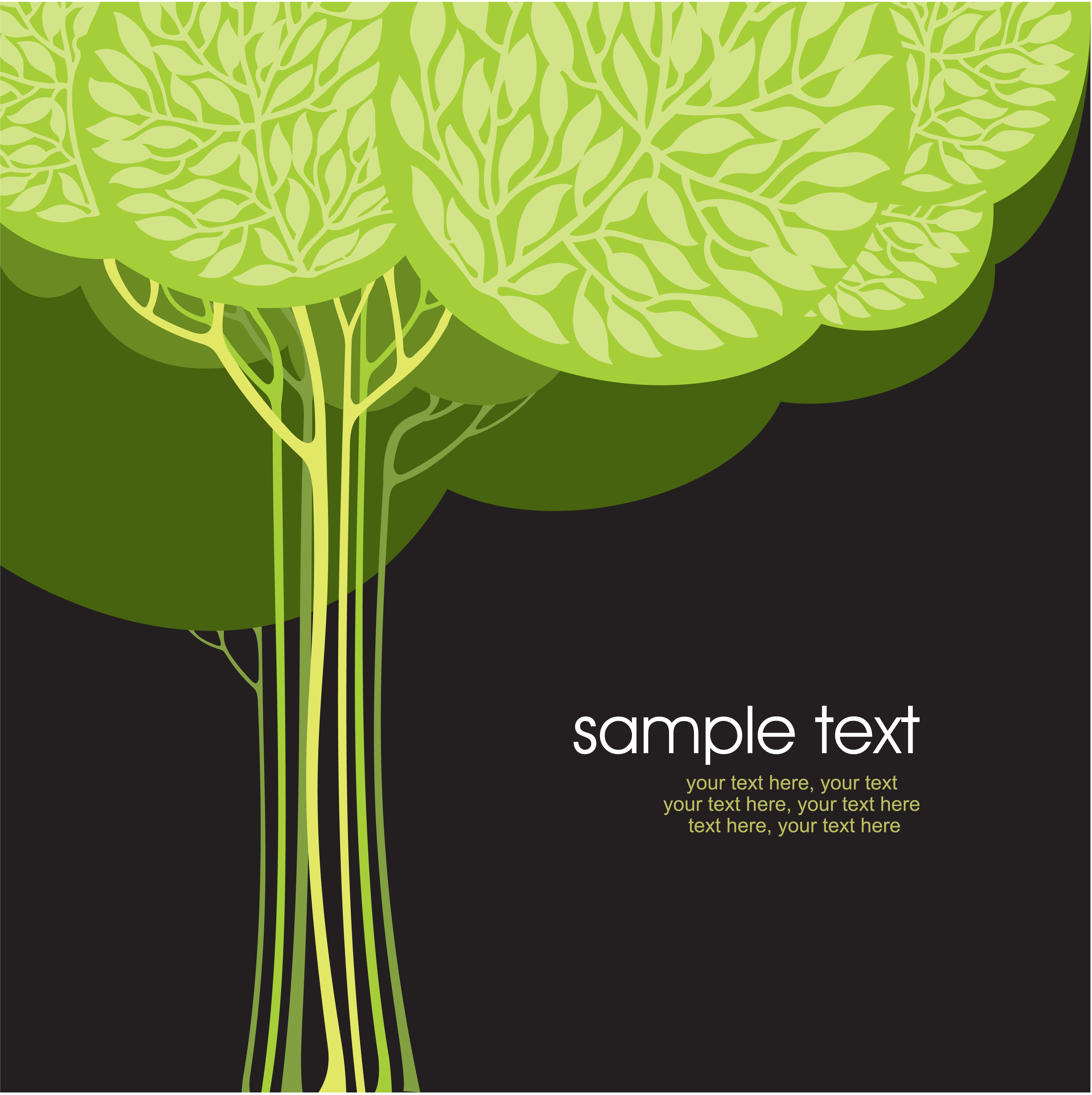 set of card with trees background vector