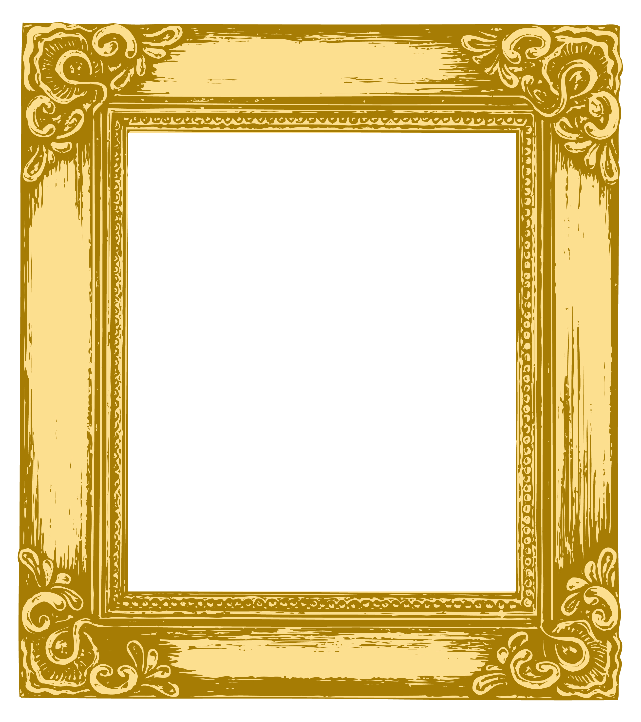 set of antique gold photo frame elements vector