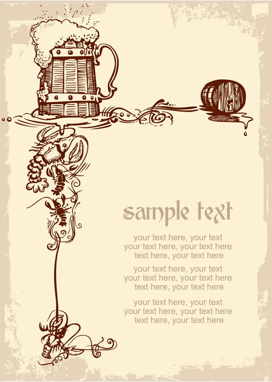 vintage beer style backgrounds vector