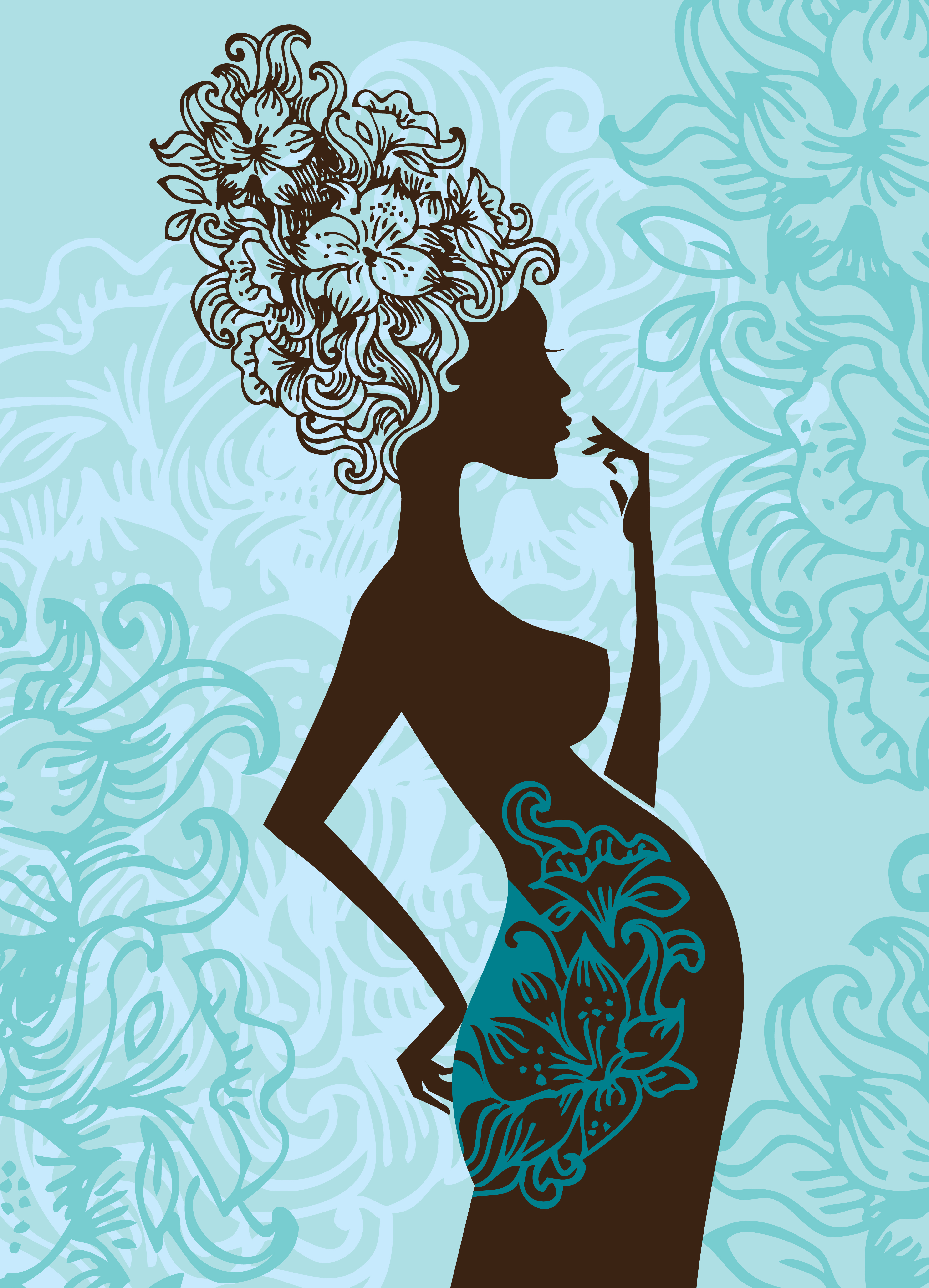 pregnant woman design elements vector set