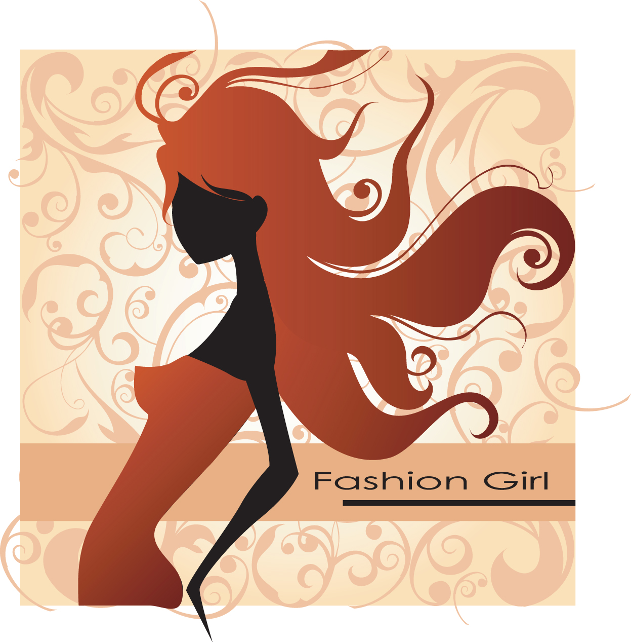 set of fashion girl vector graphic