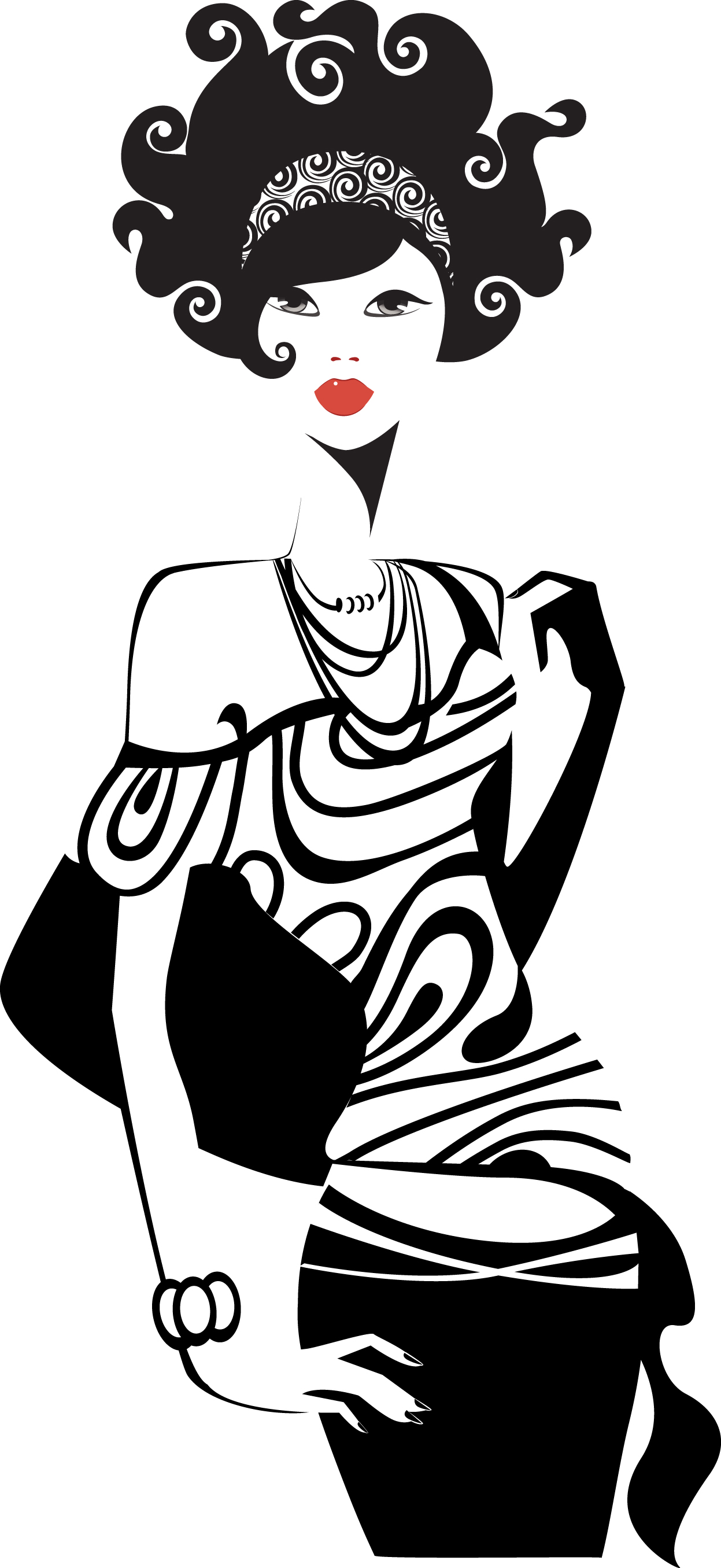 set of fashion girl vector graphic