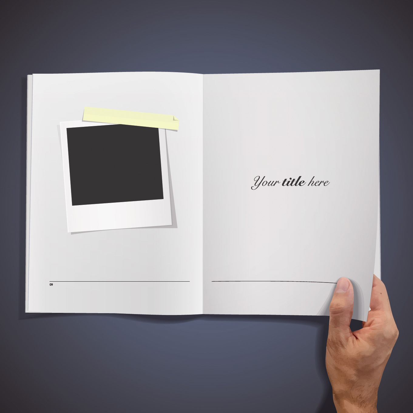 hand opened blank book design vector