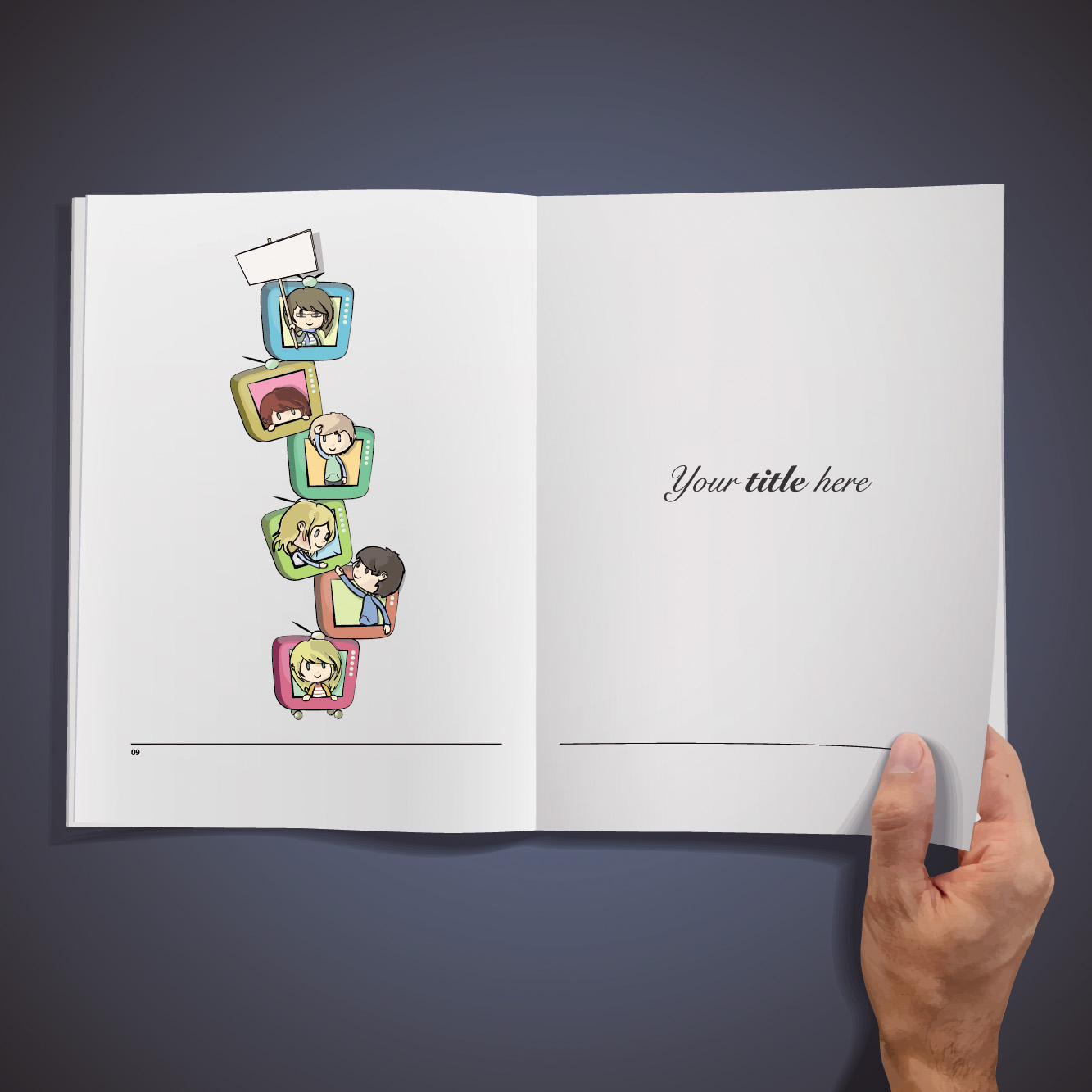 hand opened blank book design vector