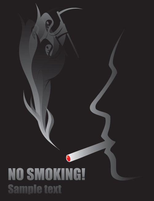 no smoking warning elements vector set