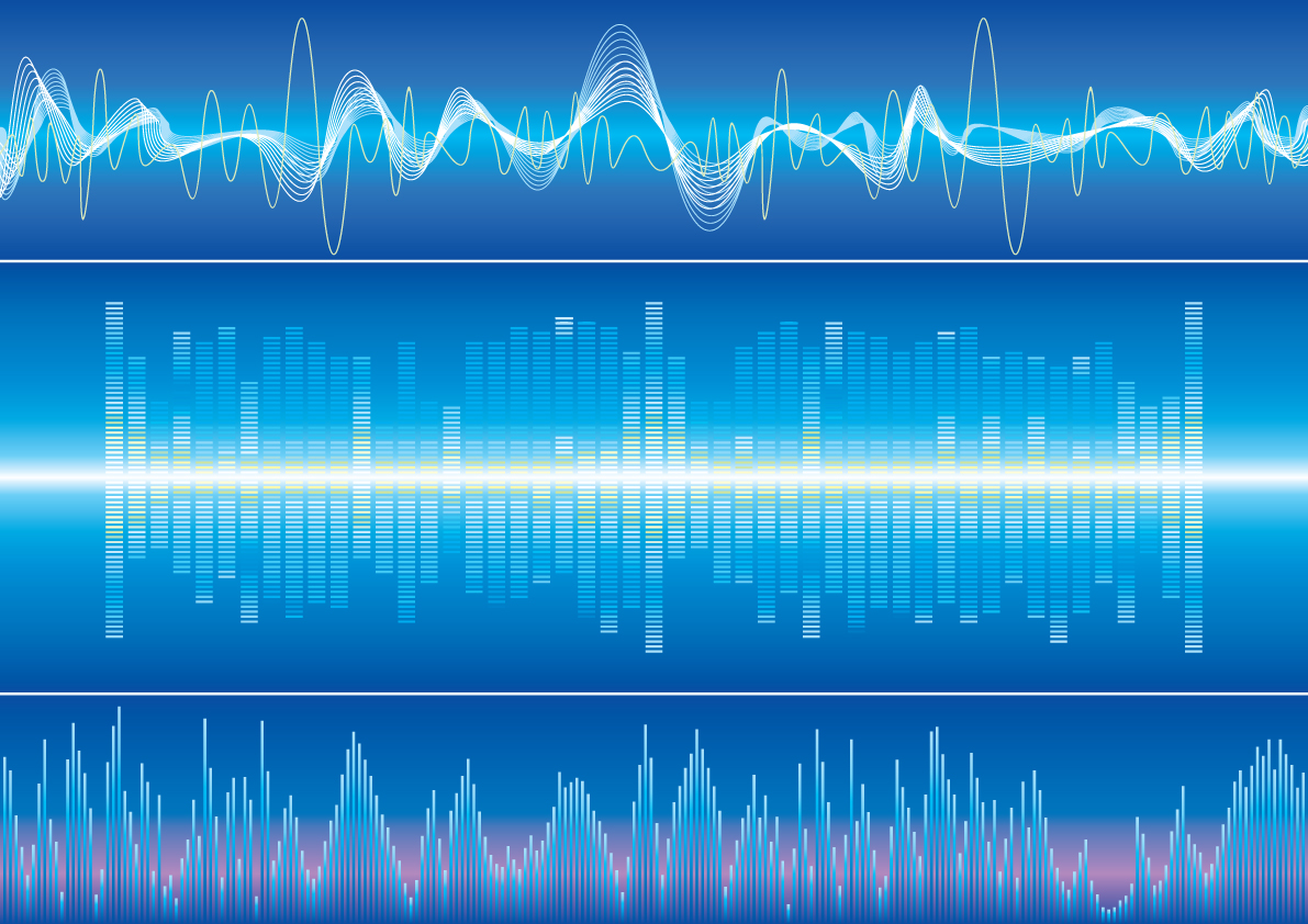 various audio wave light vector backgrounds set