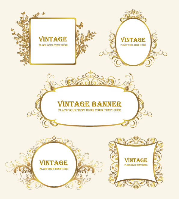 retro decor frames design vector