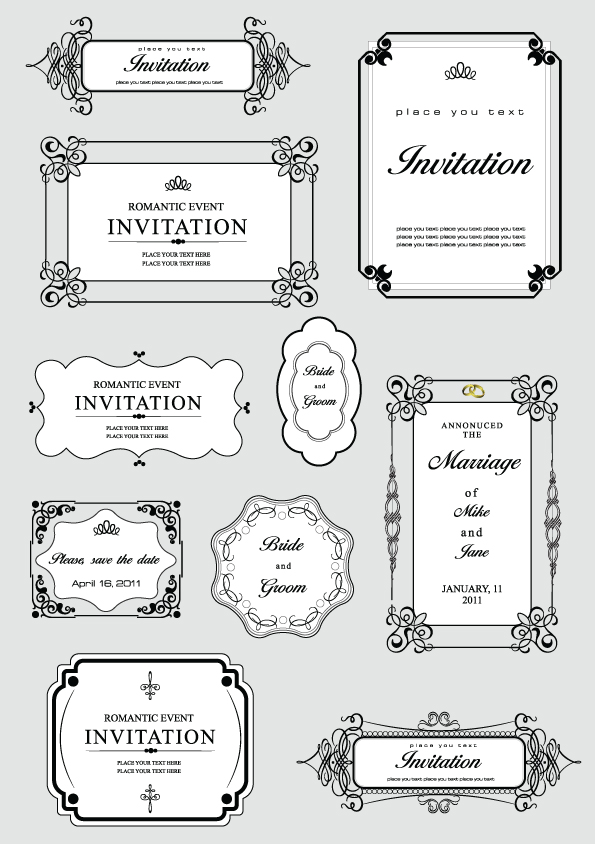 retro decor frames design vector