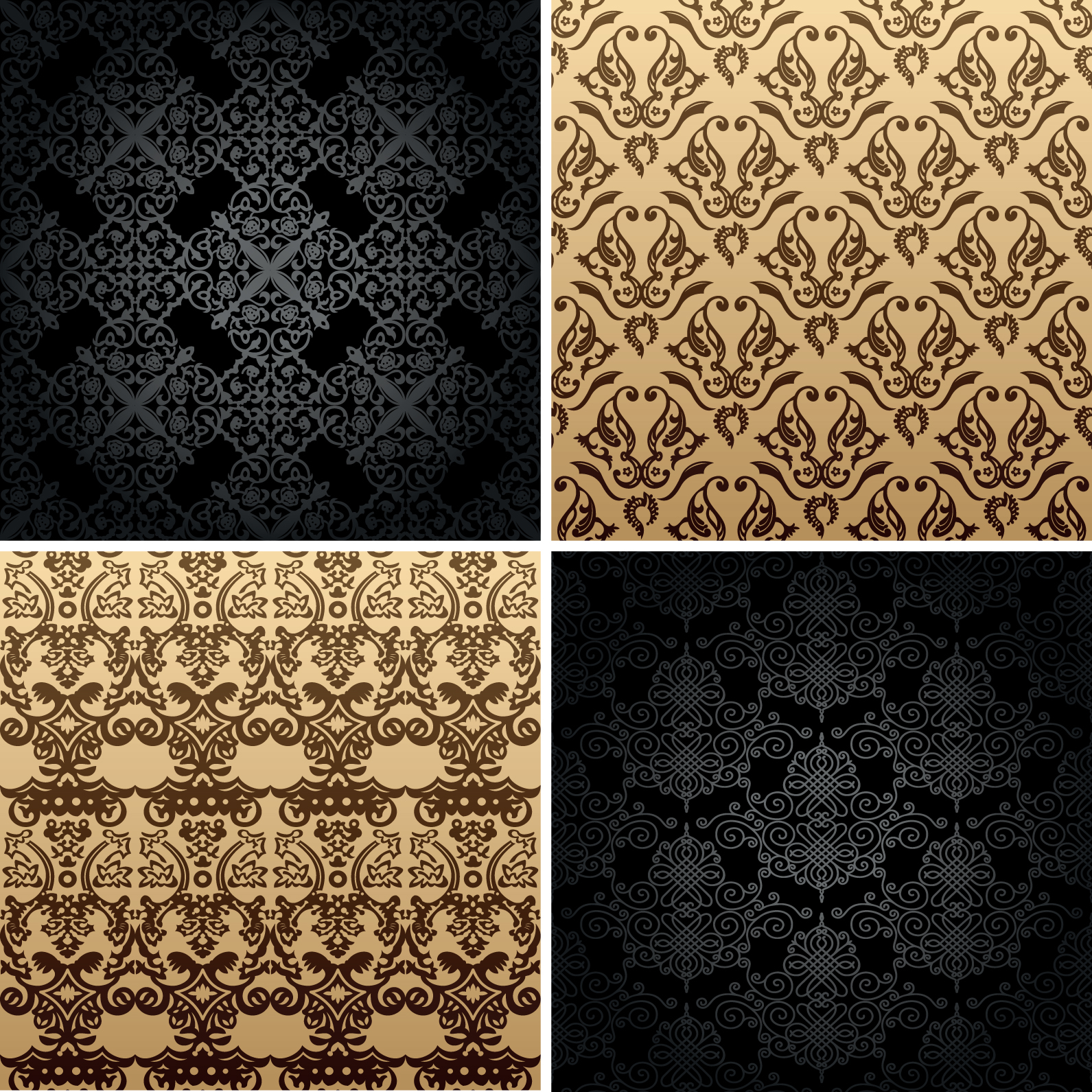 set of seamless ornament pattern design vector