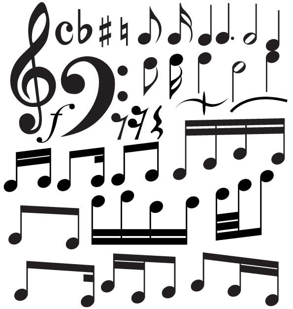 set of music elements vector graphic