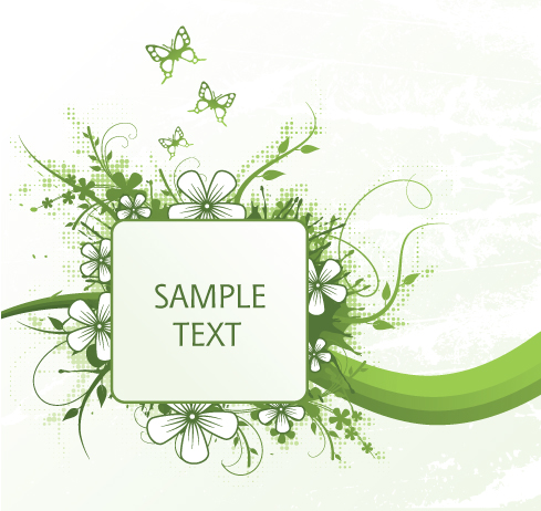 green floral frame vector set