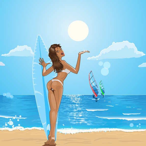 sunny beach design vector background