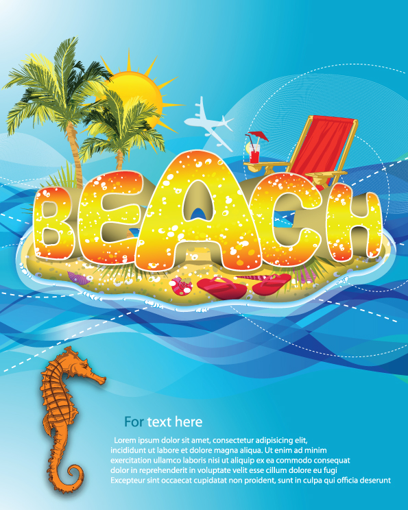 sunny beach design vector background