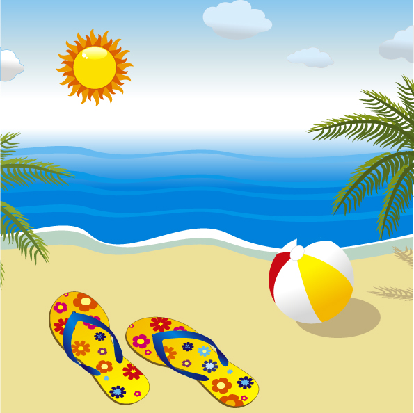 sunny beach design vector background