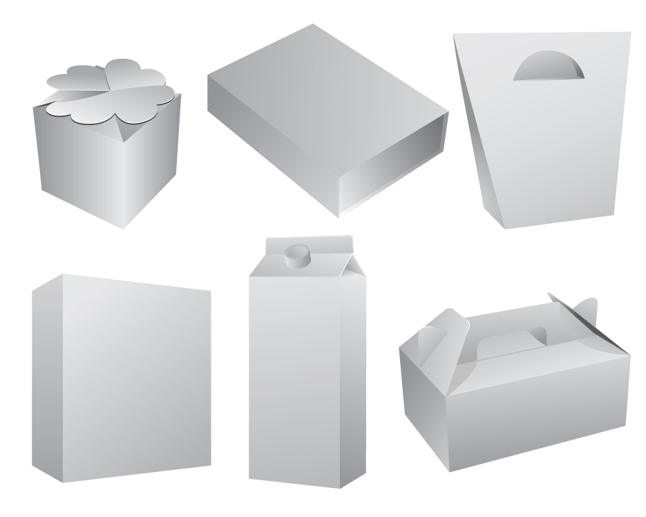 set of paper packaging box design vector