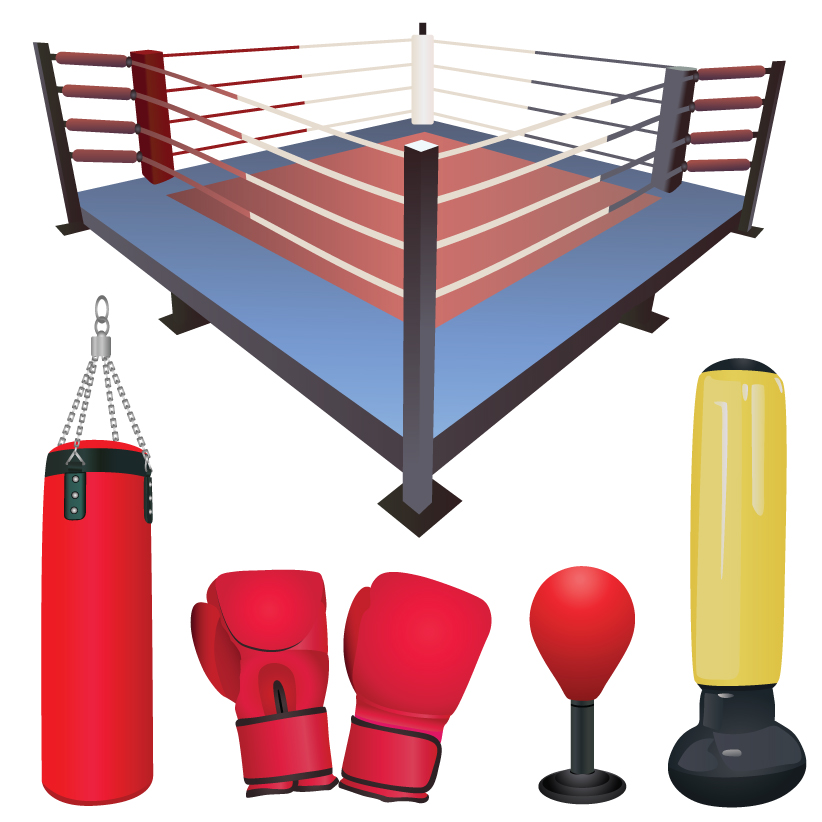 set of boxing design elements vector