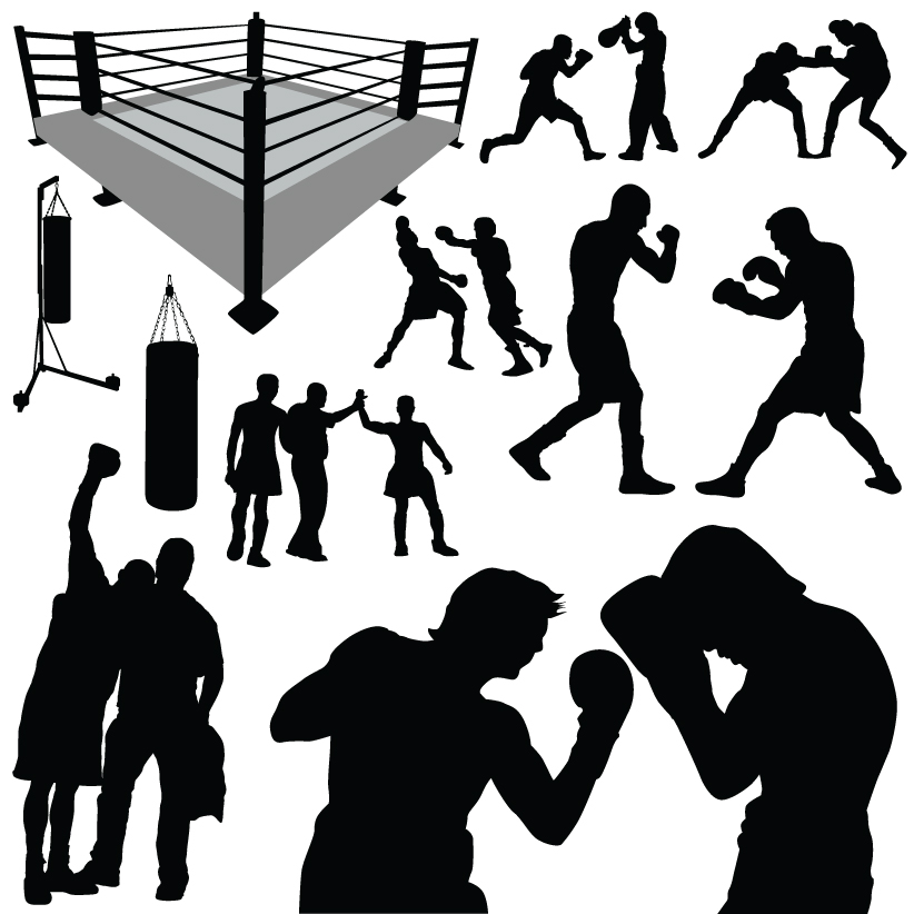 set of boxing design elements vector