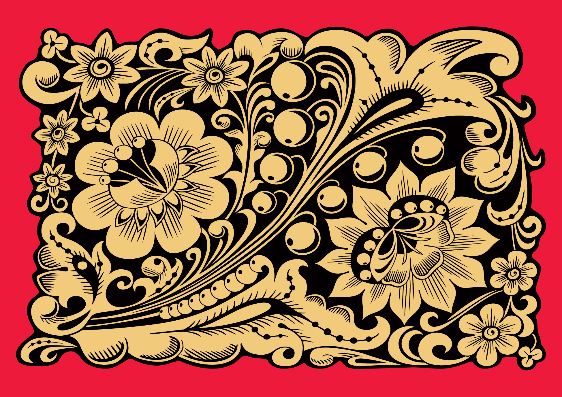 pretty russian ornaments design vector