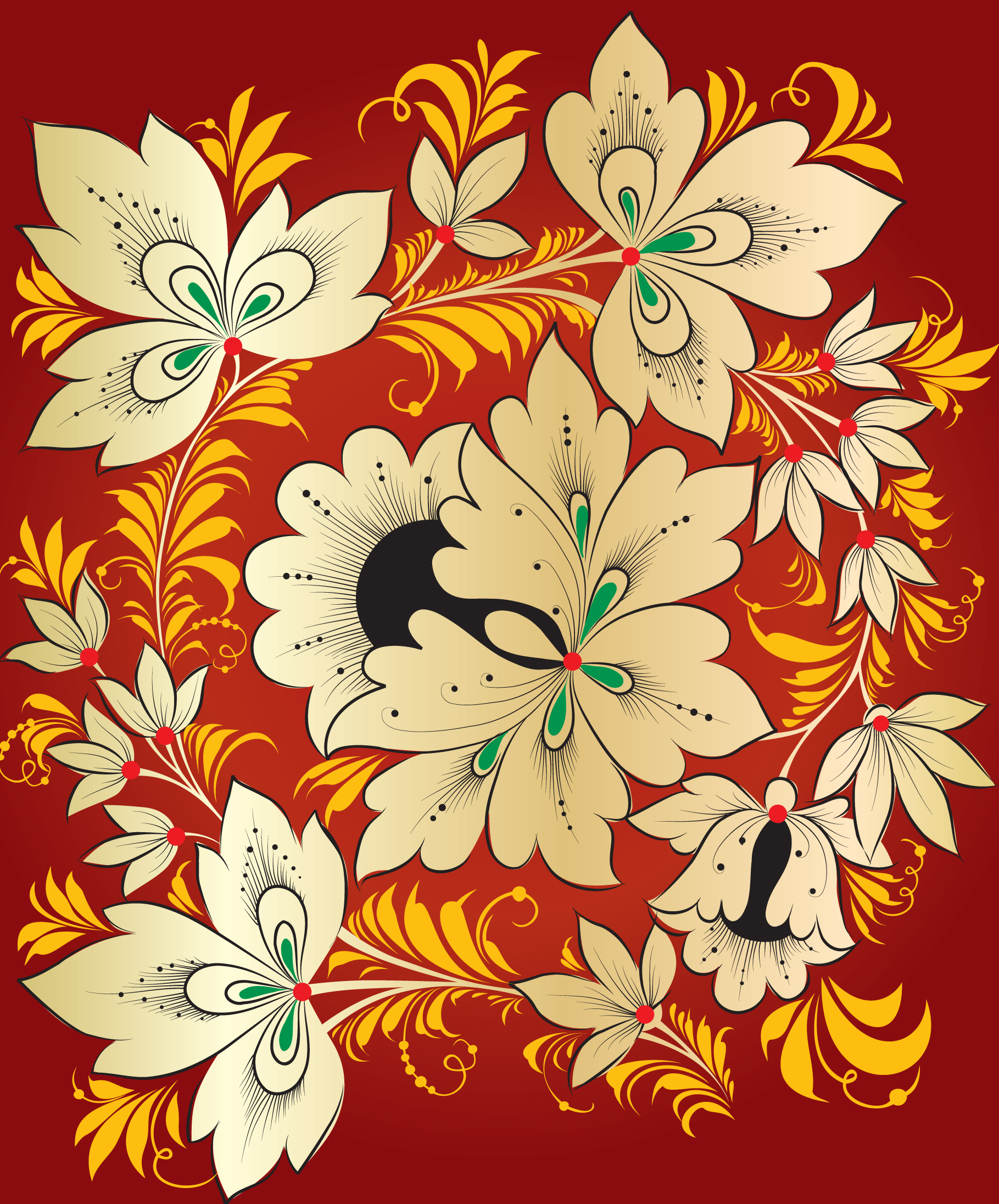 pretty russian ornaments design vector