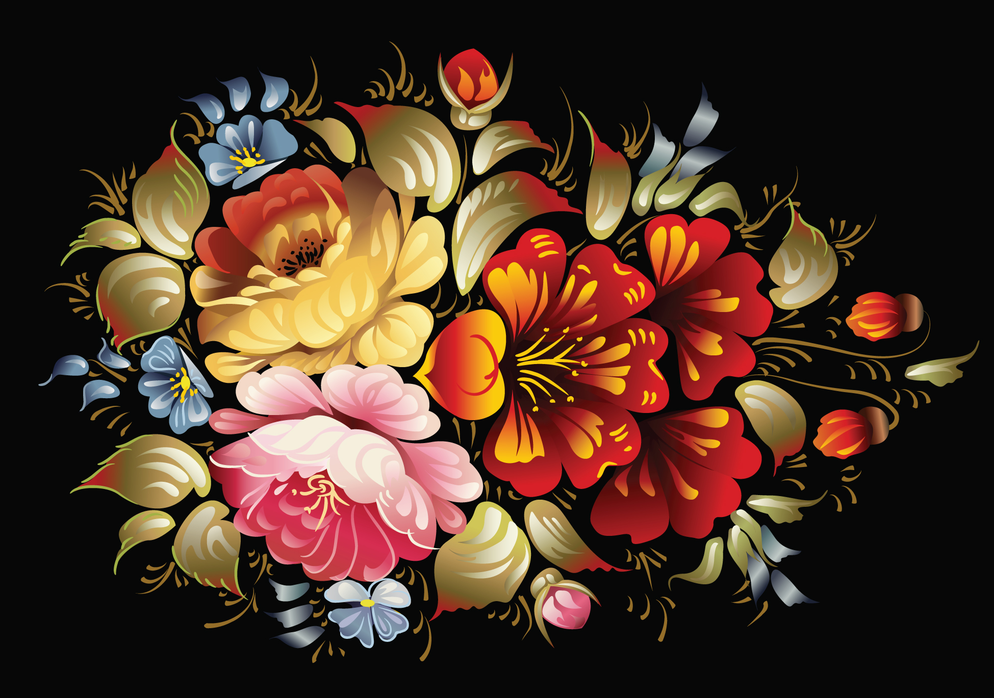 pretty russian ornaments design vector