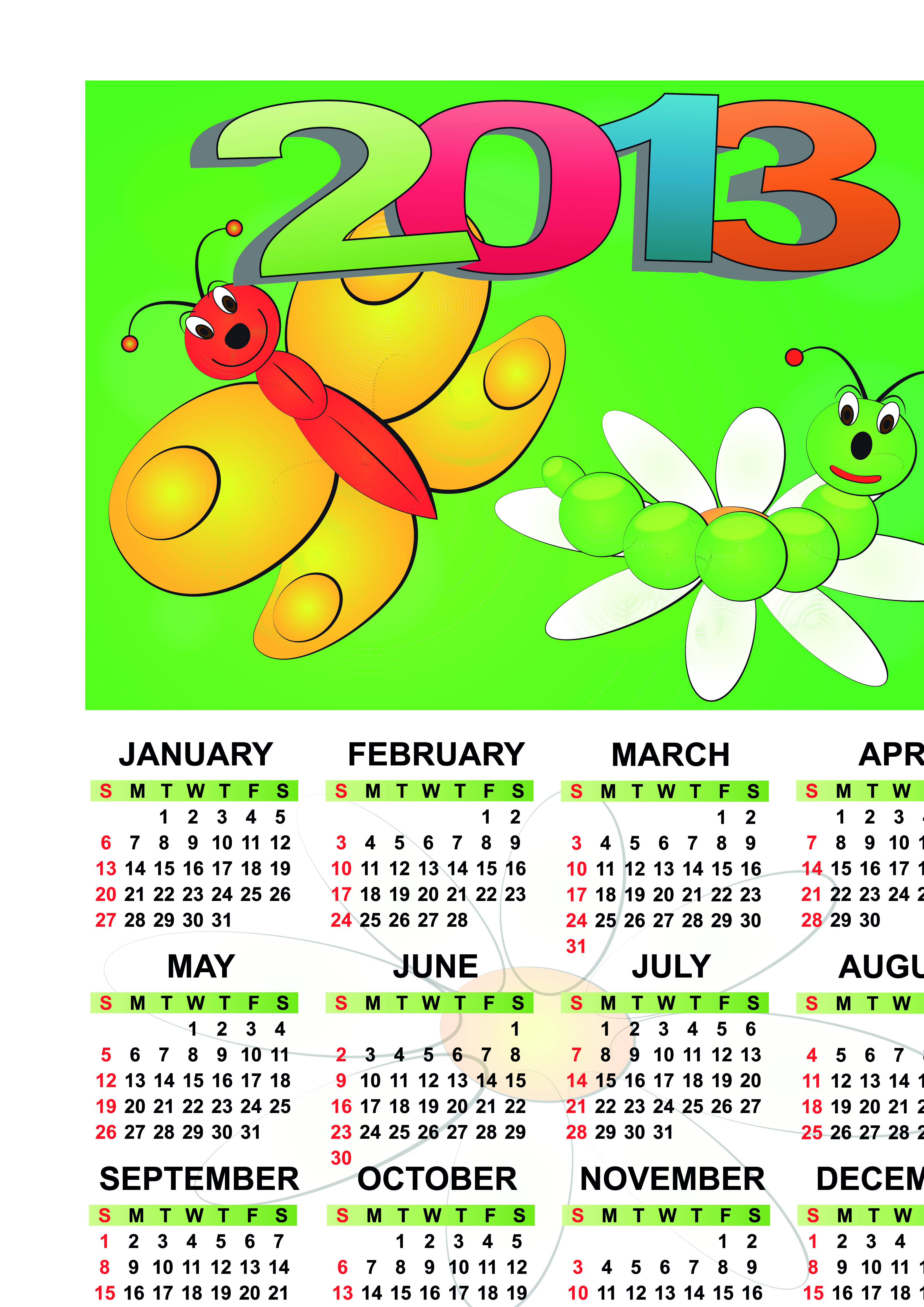 set of calendar13 design elements vector