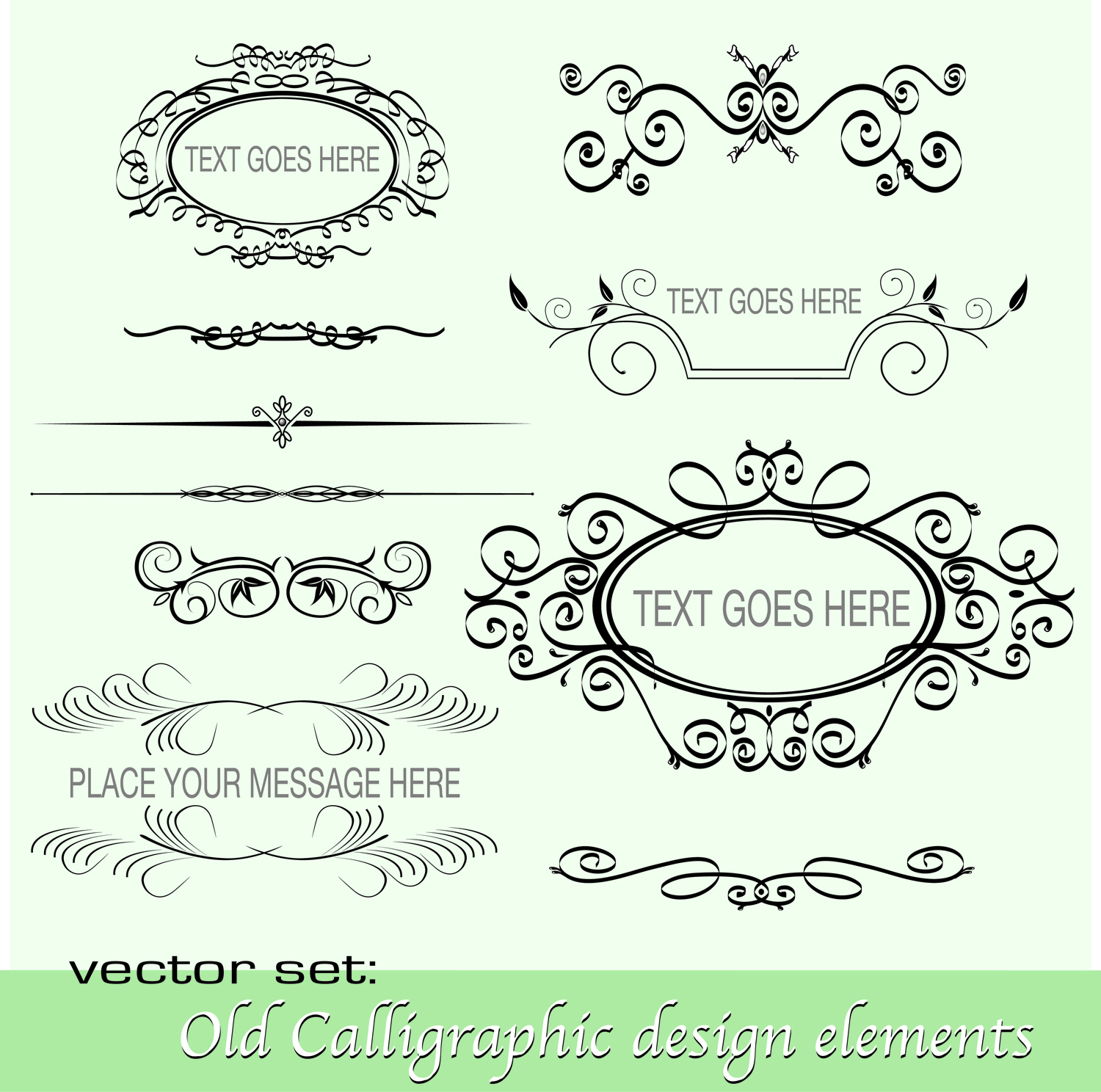 old calligraphic design elements vector set