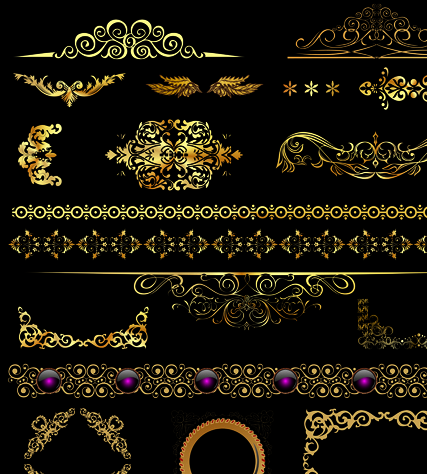 set of ornate calligraphy border pattern vector