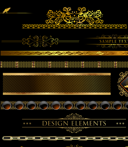 set of ornate calligraphy border pattern vector