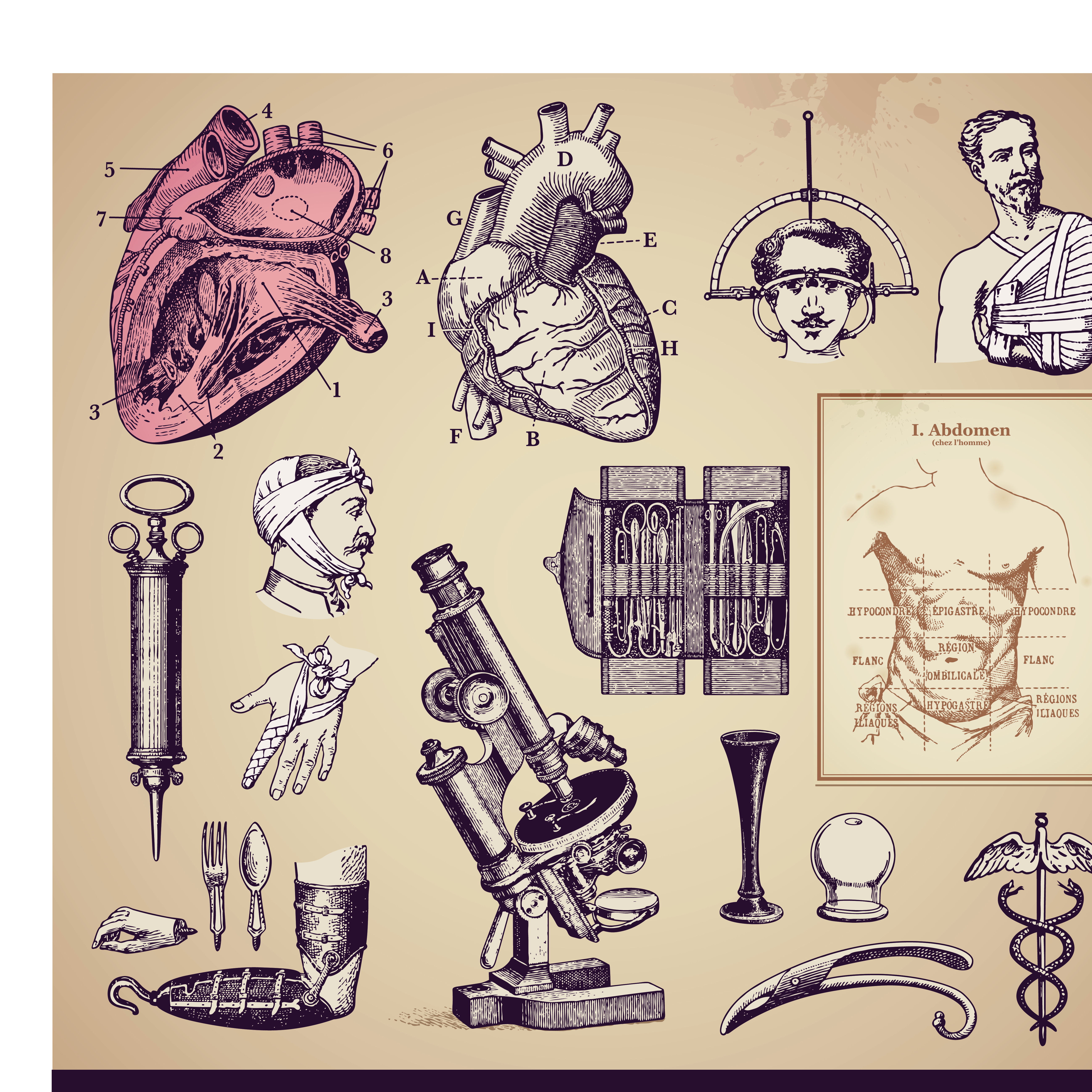 vintage medicine elements vector