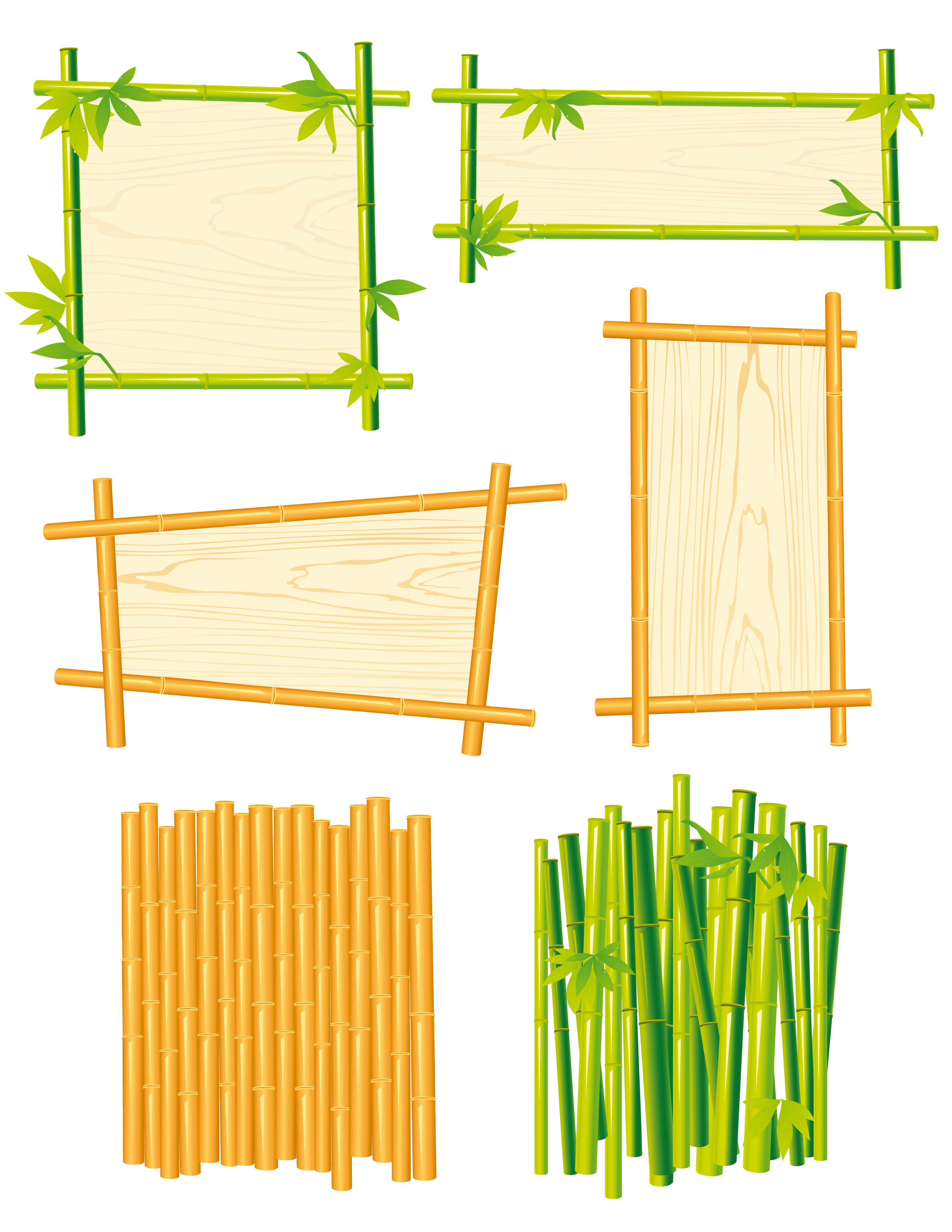 set of different of bamboo frame design vector