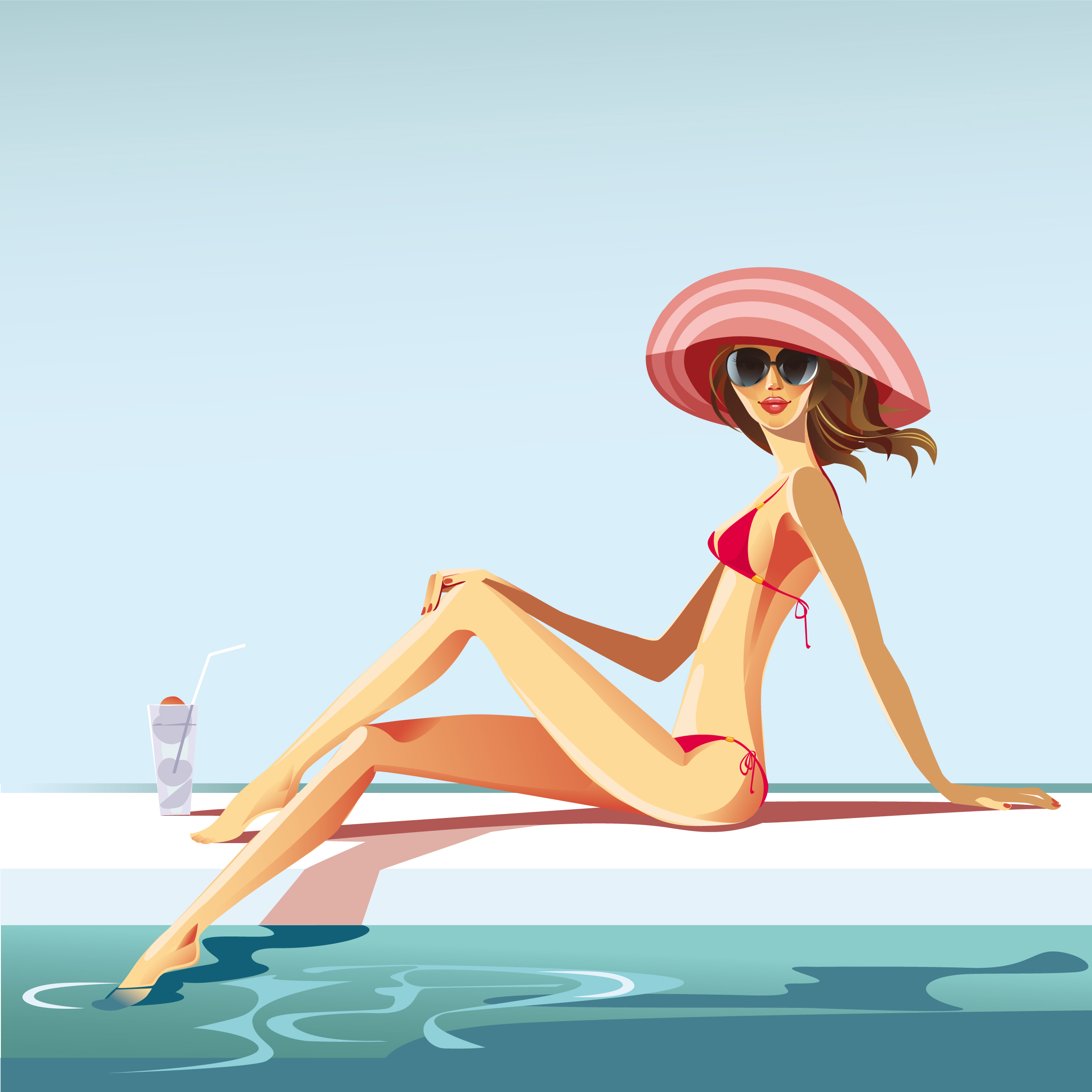 summer sexy girls vector graphic set