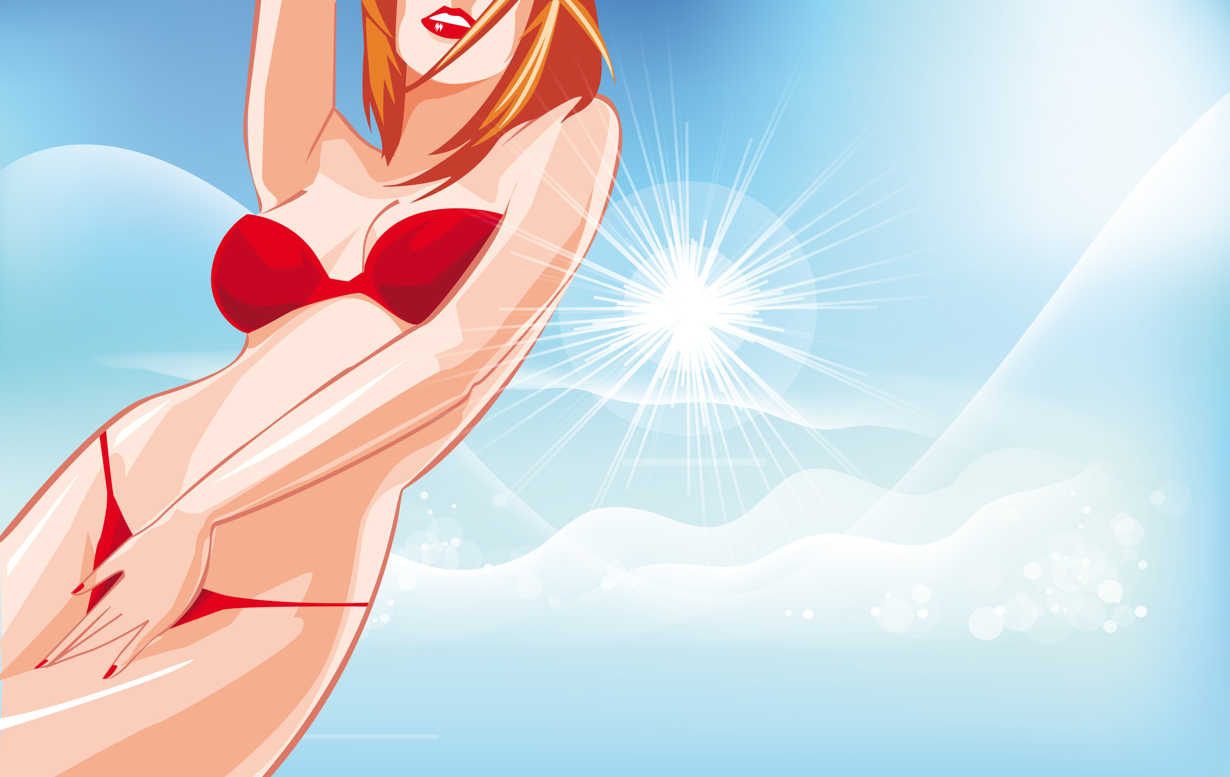 summer sexy girls vector graphic set