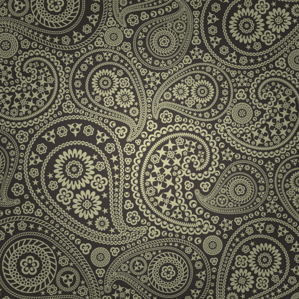 set of ornate paisley seamless pattern vector