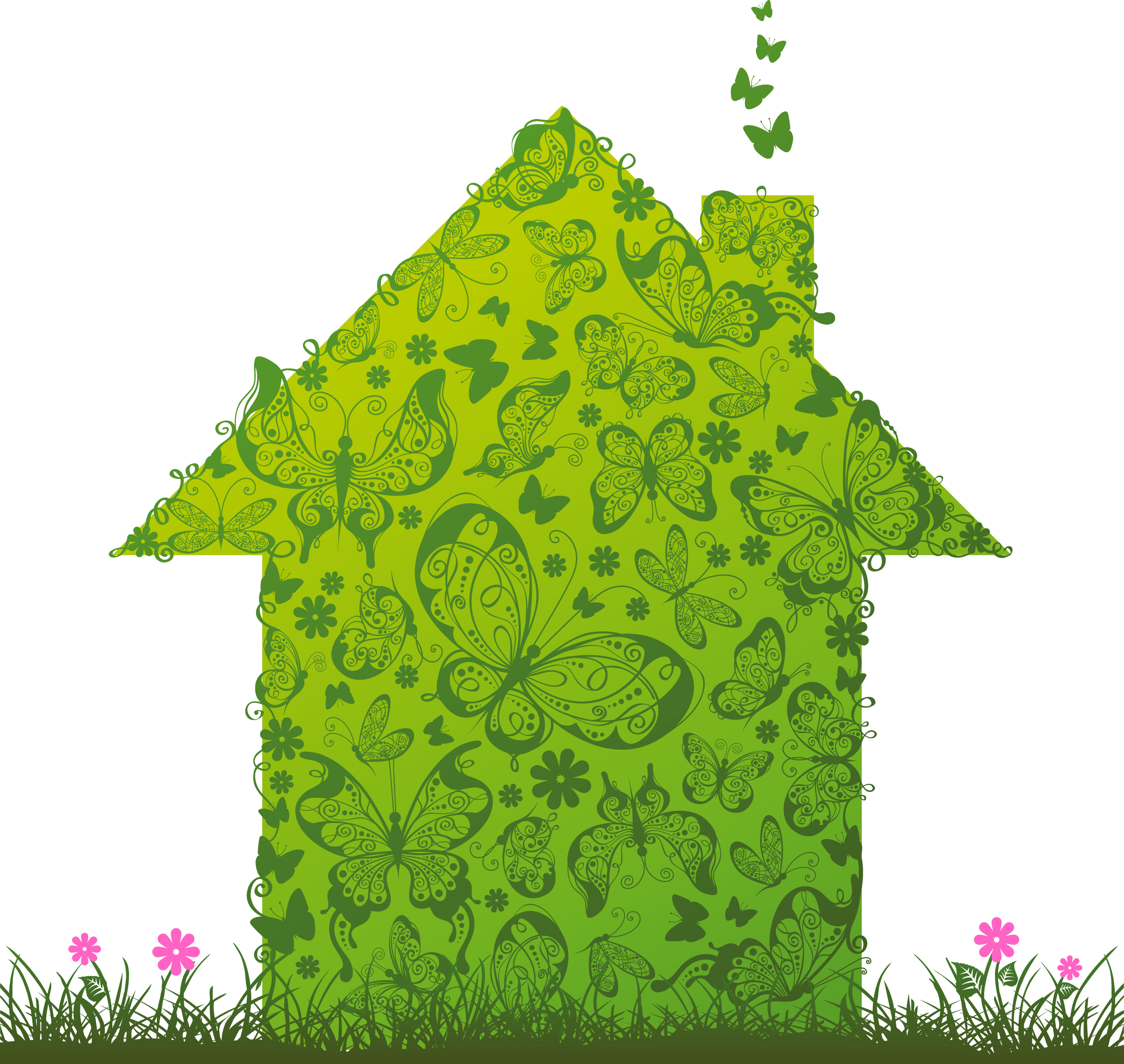 set of green eco house vector