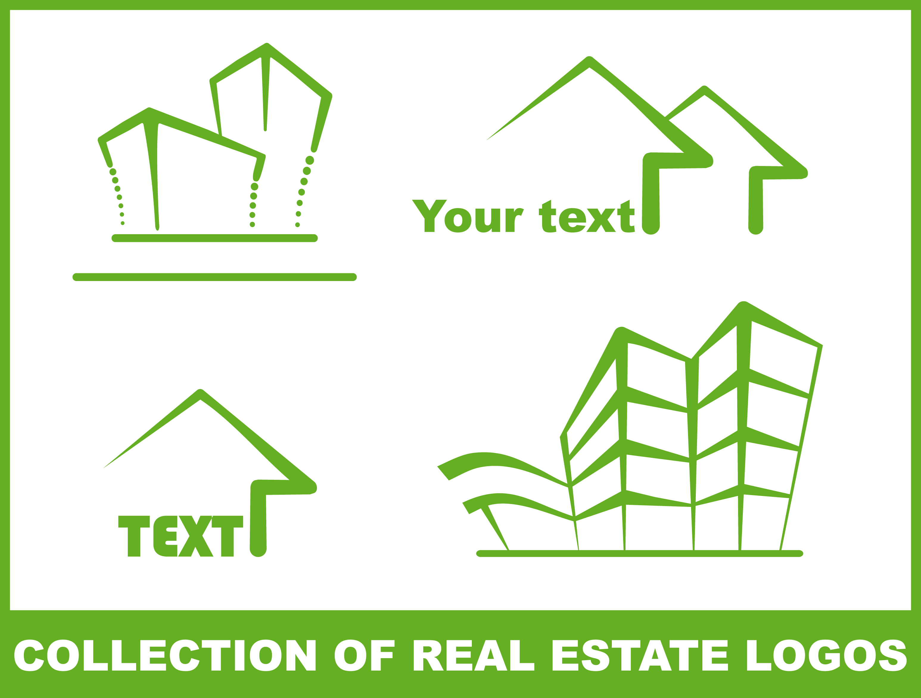 set of green eco house vector