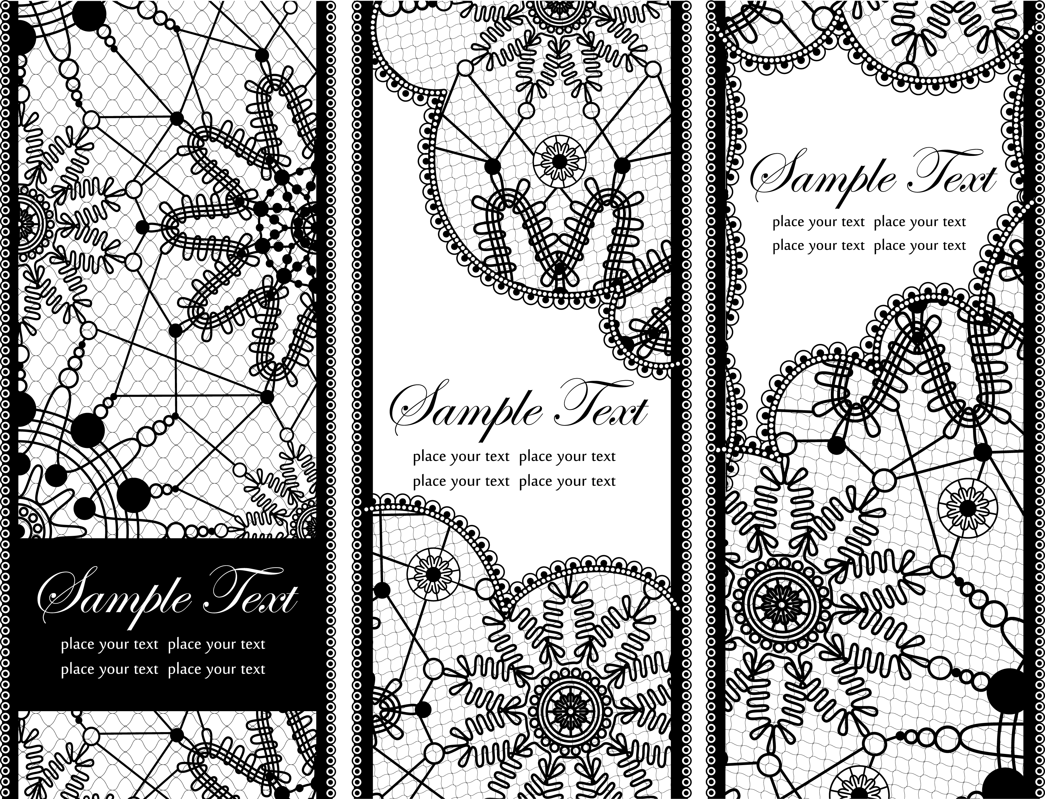 set of old lace vector background art