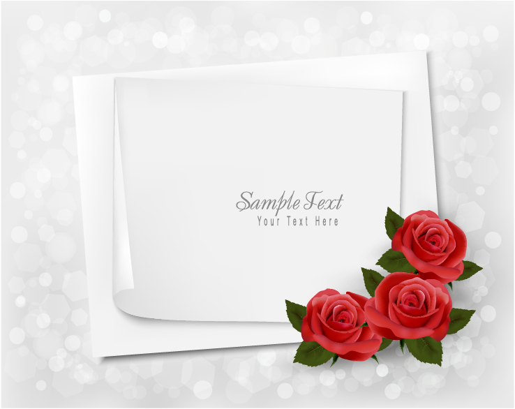 roses with blank paper vector background