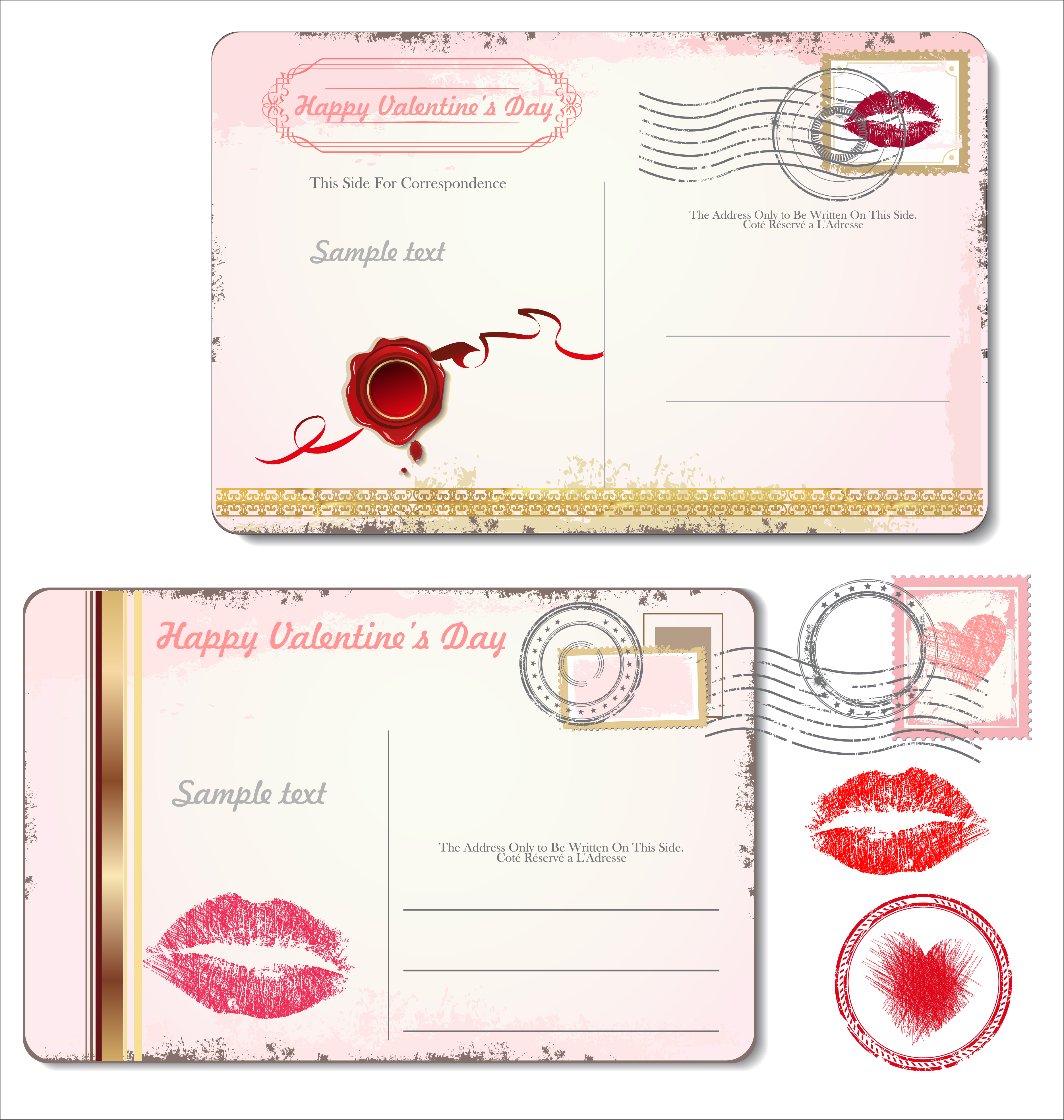 greeting cards with stamp vector