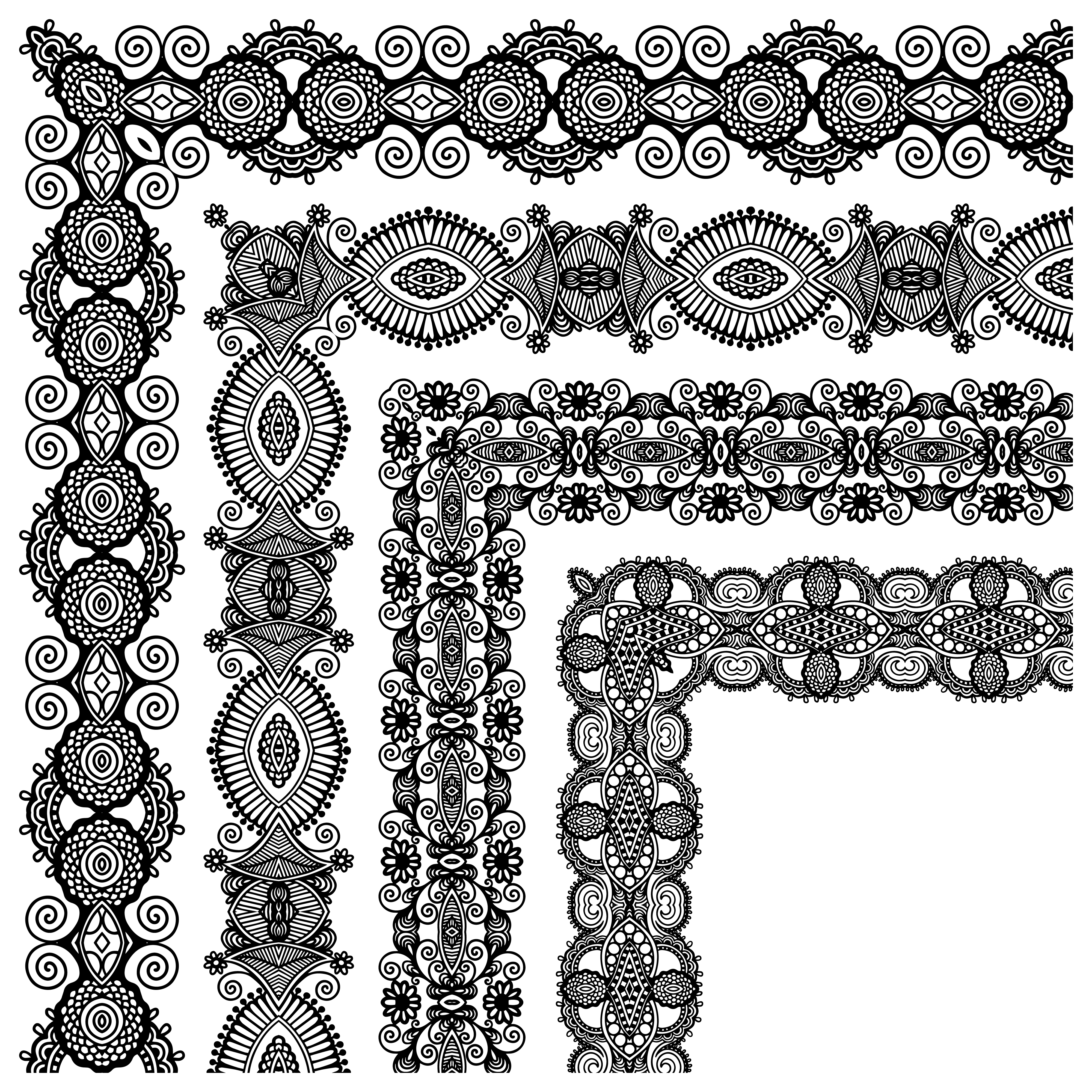 set of lace ribbons borders vector