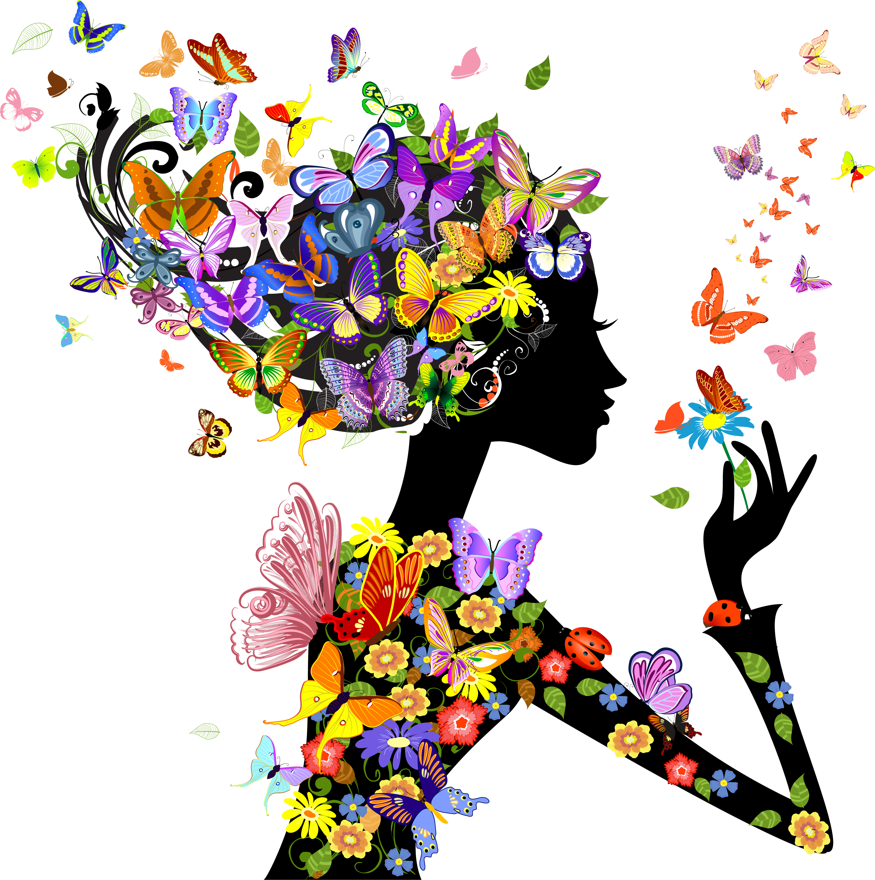 set of floral season girls vector graphic