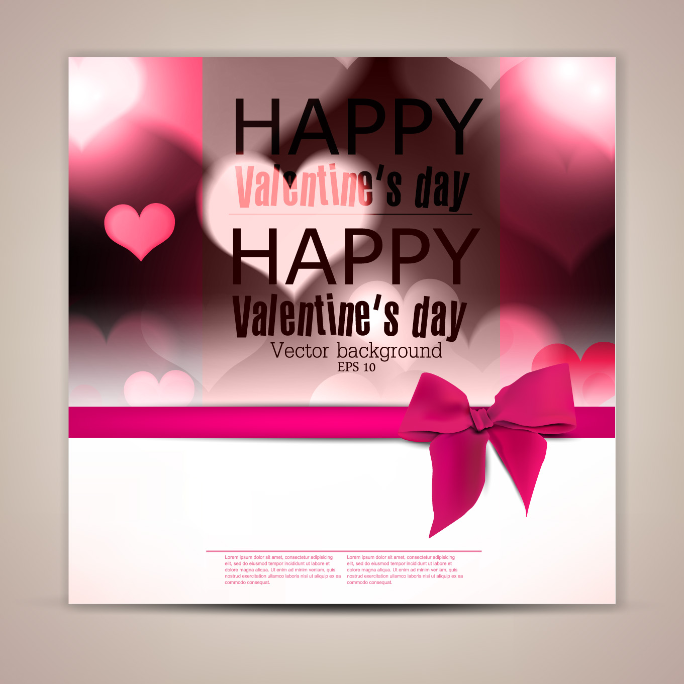 valentine day banners and bow vector