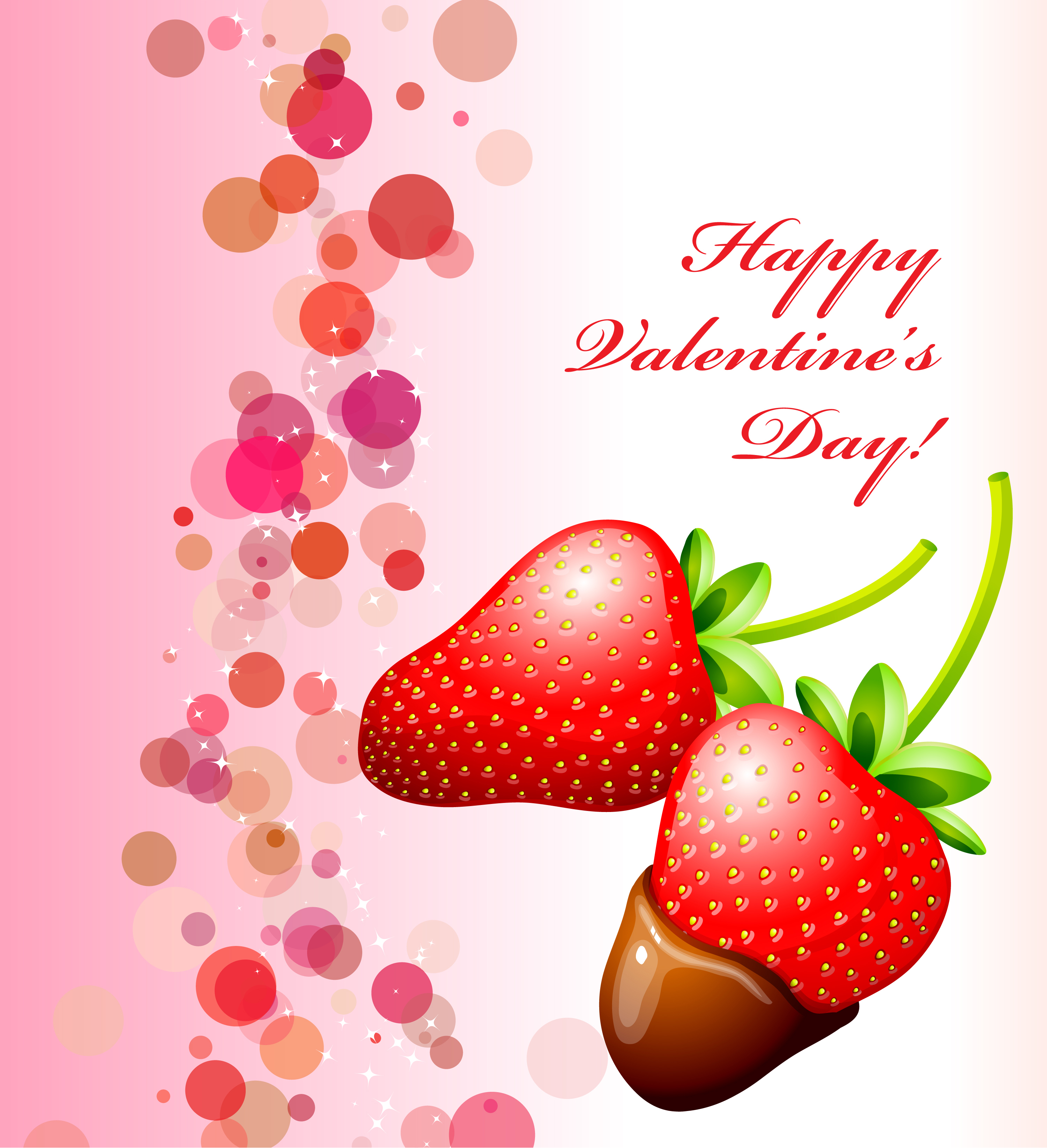 strawberries and chocolate valentine day background vector