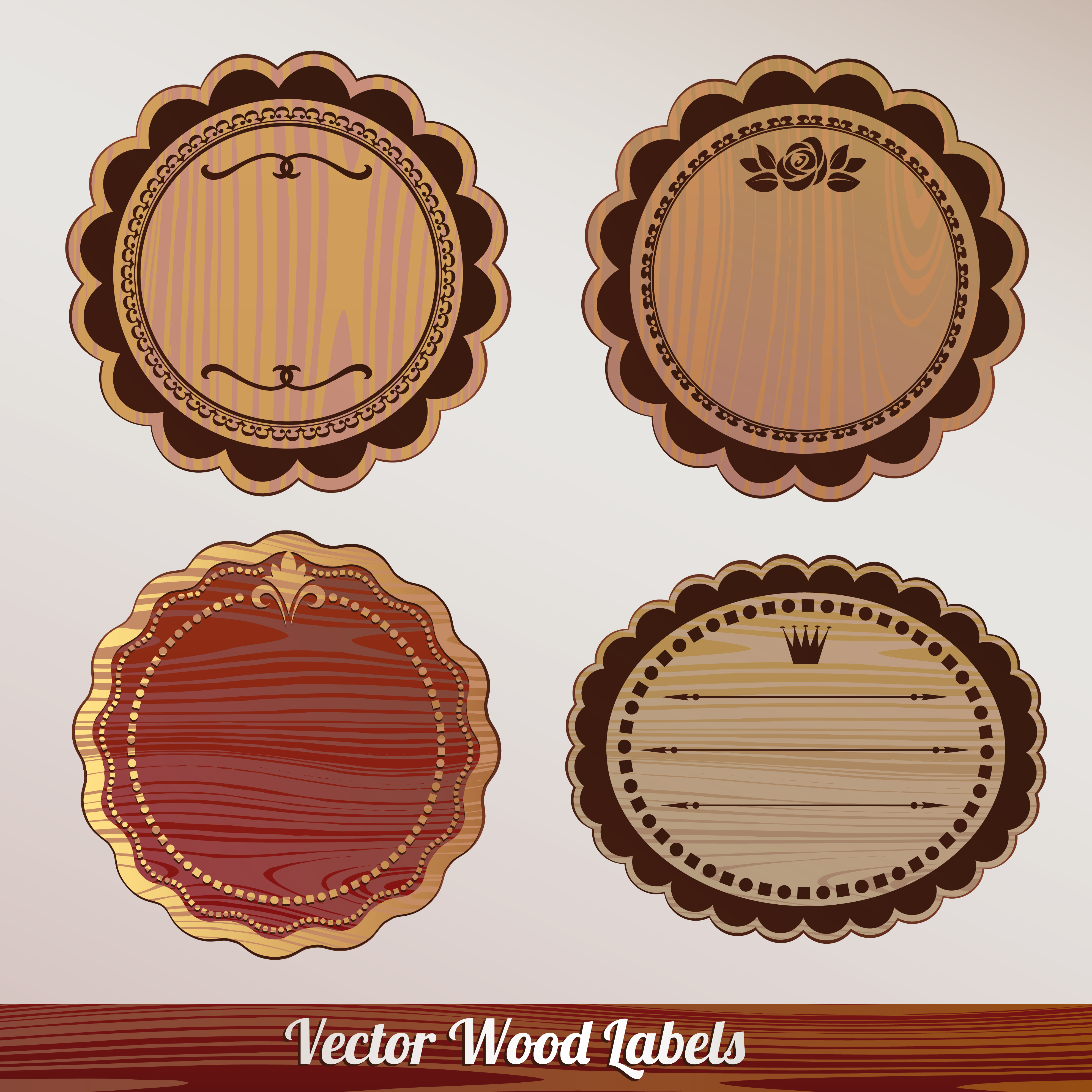 vector set of wooden labels elements