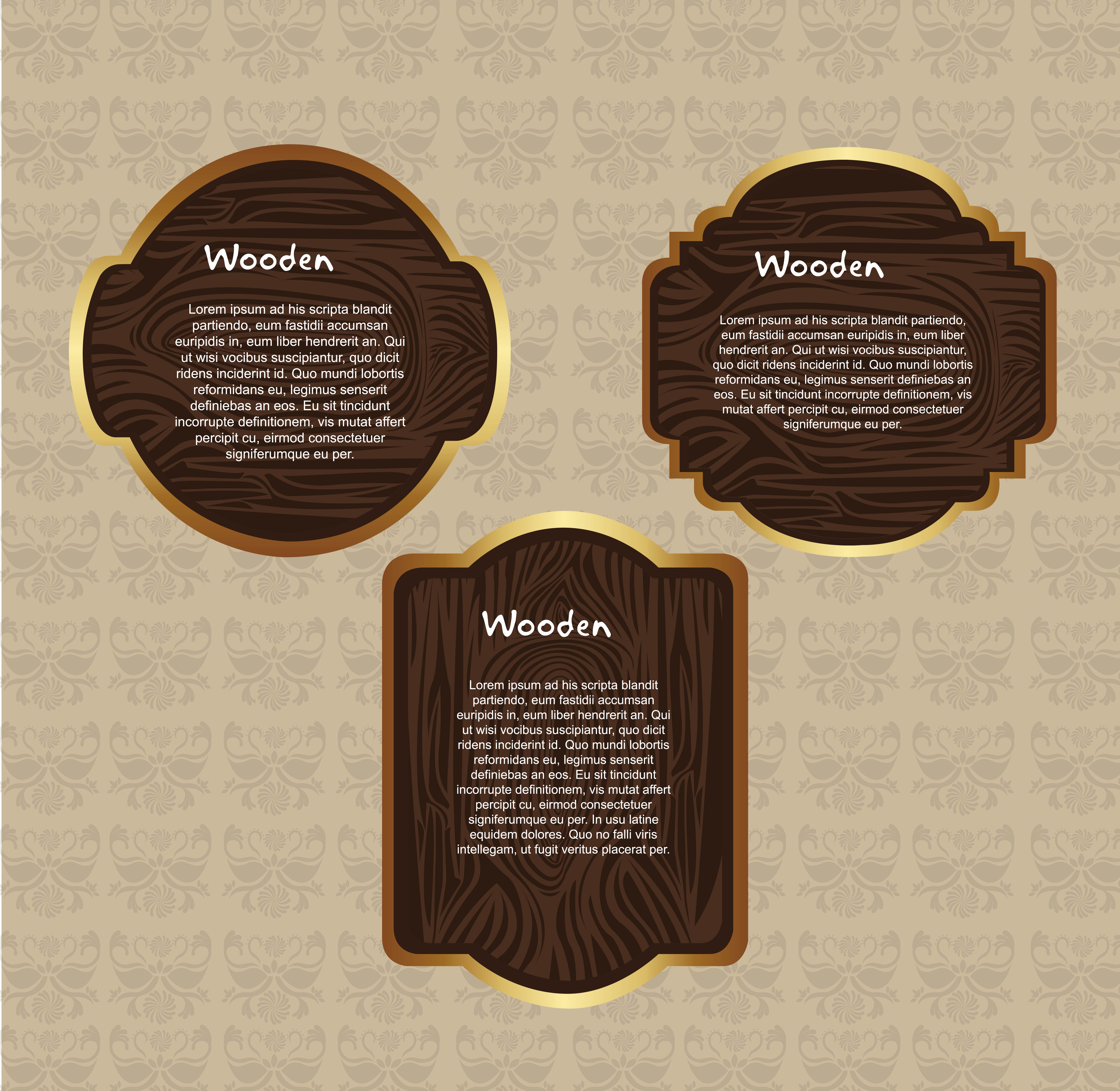 vector set of wooden labels elements