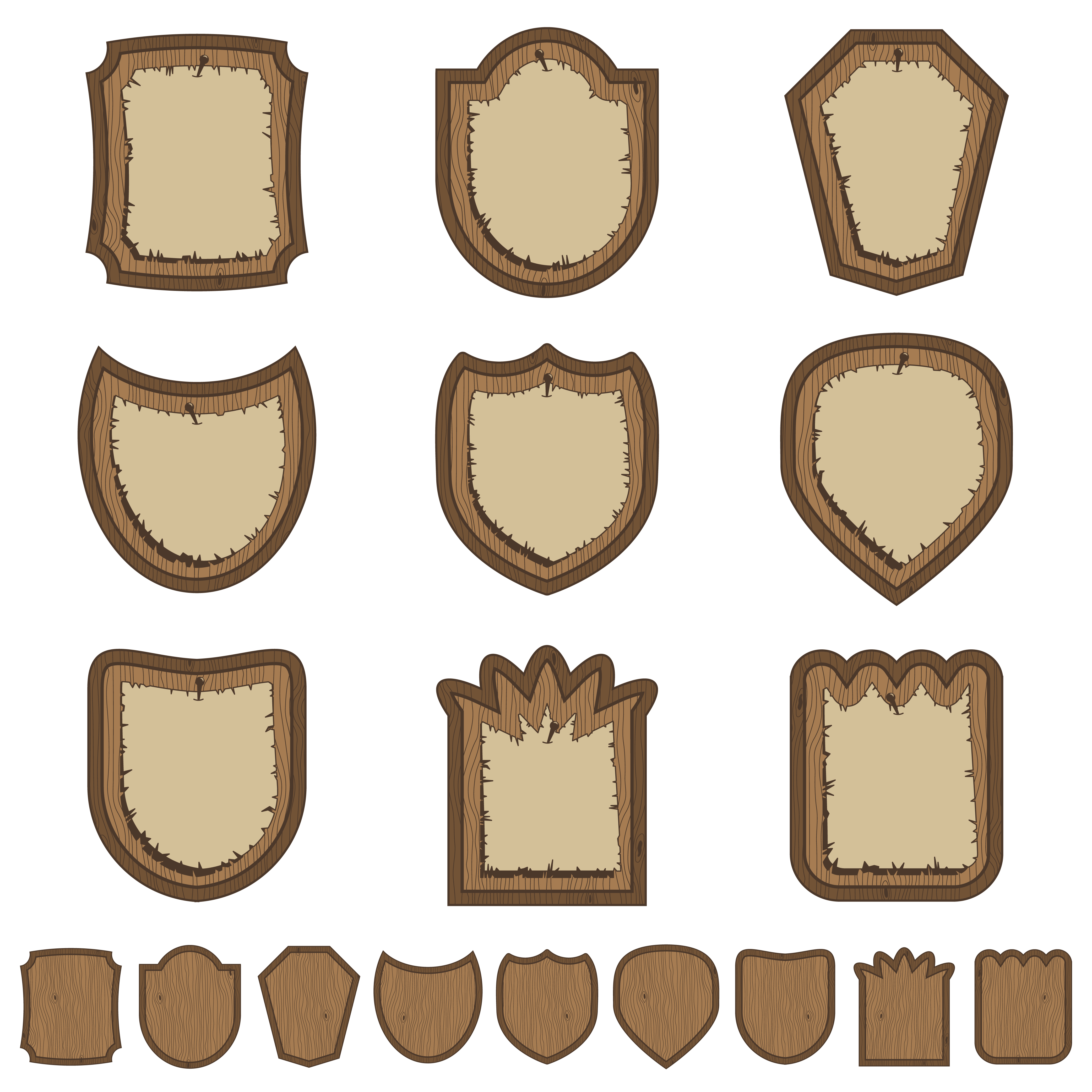 vector set of wooden labels elements