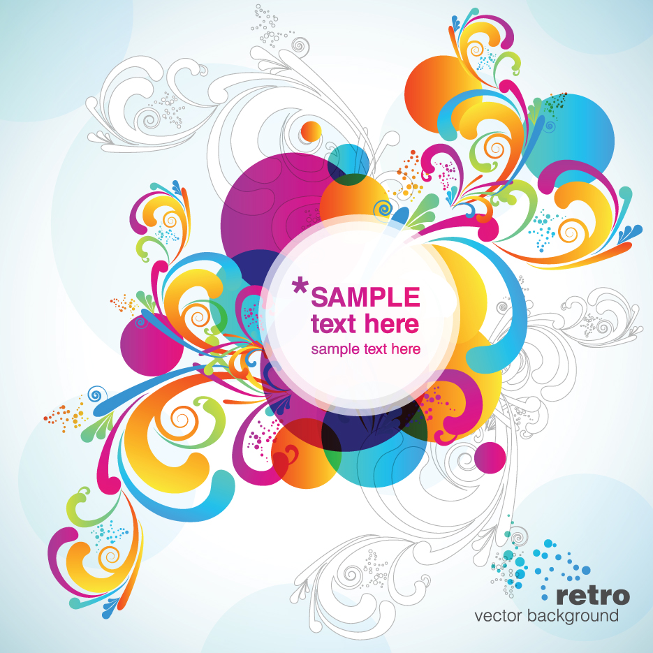 set of colored swirl vector backgrounds art