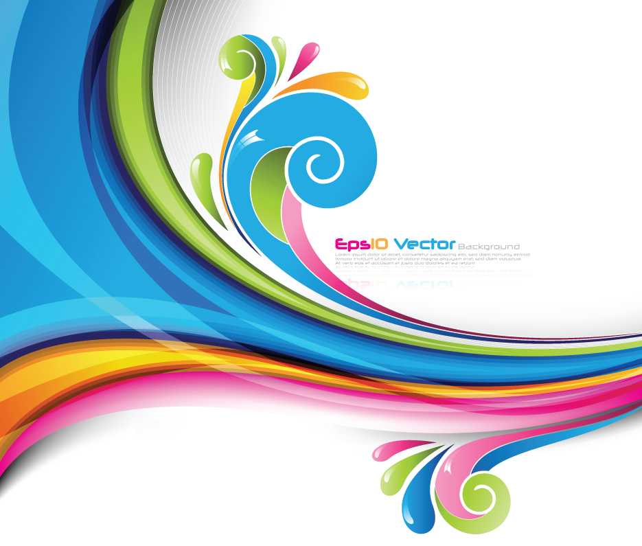 set of colored swirl vector backgrounds art