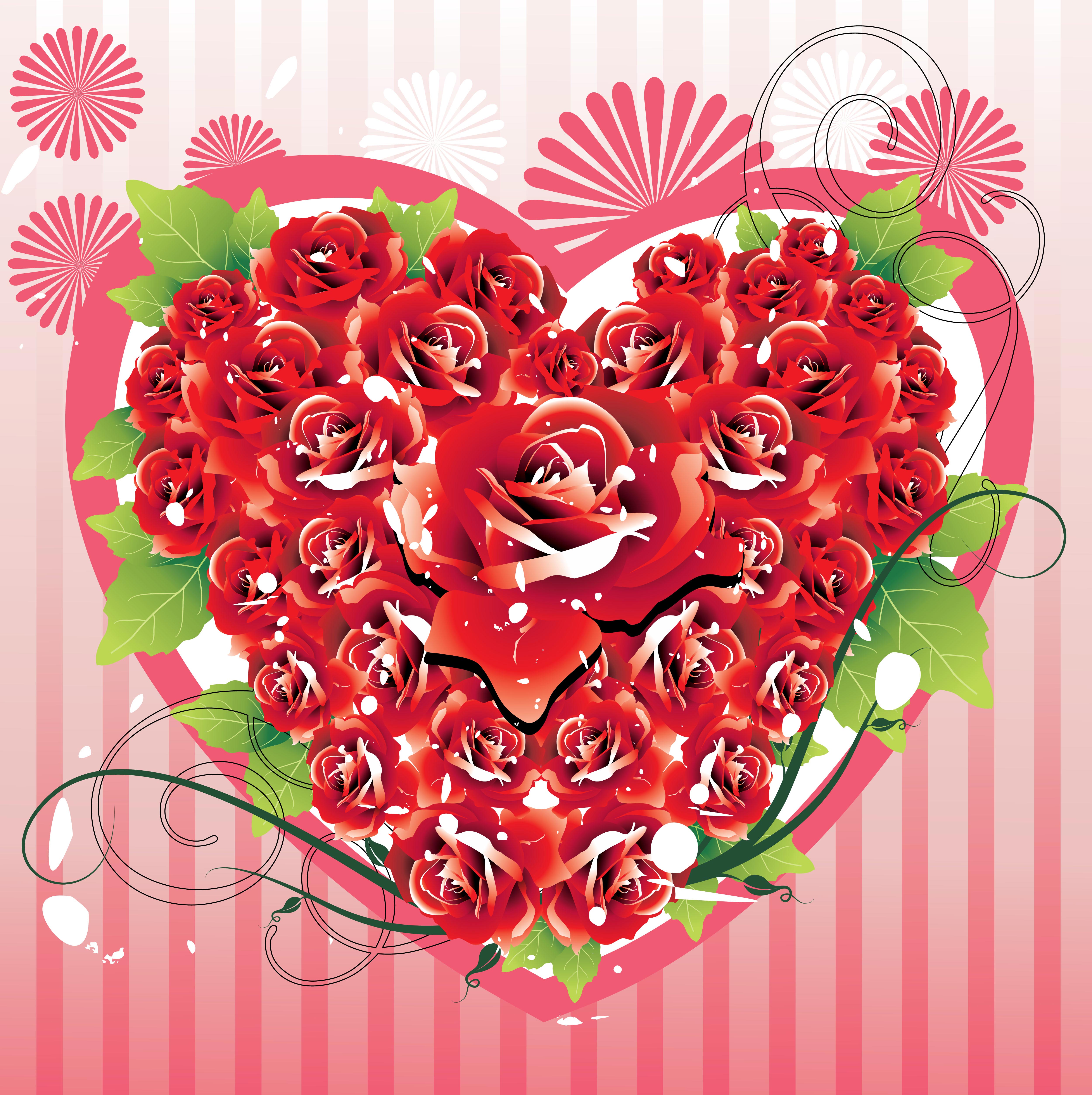 set of valentine day decor elements vector