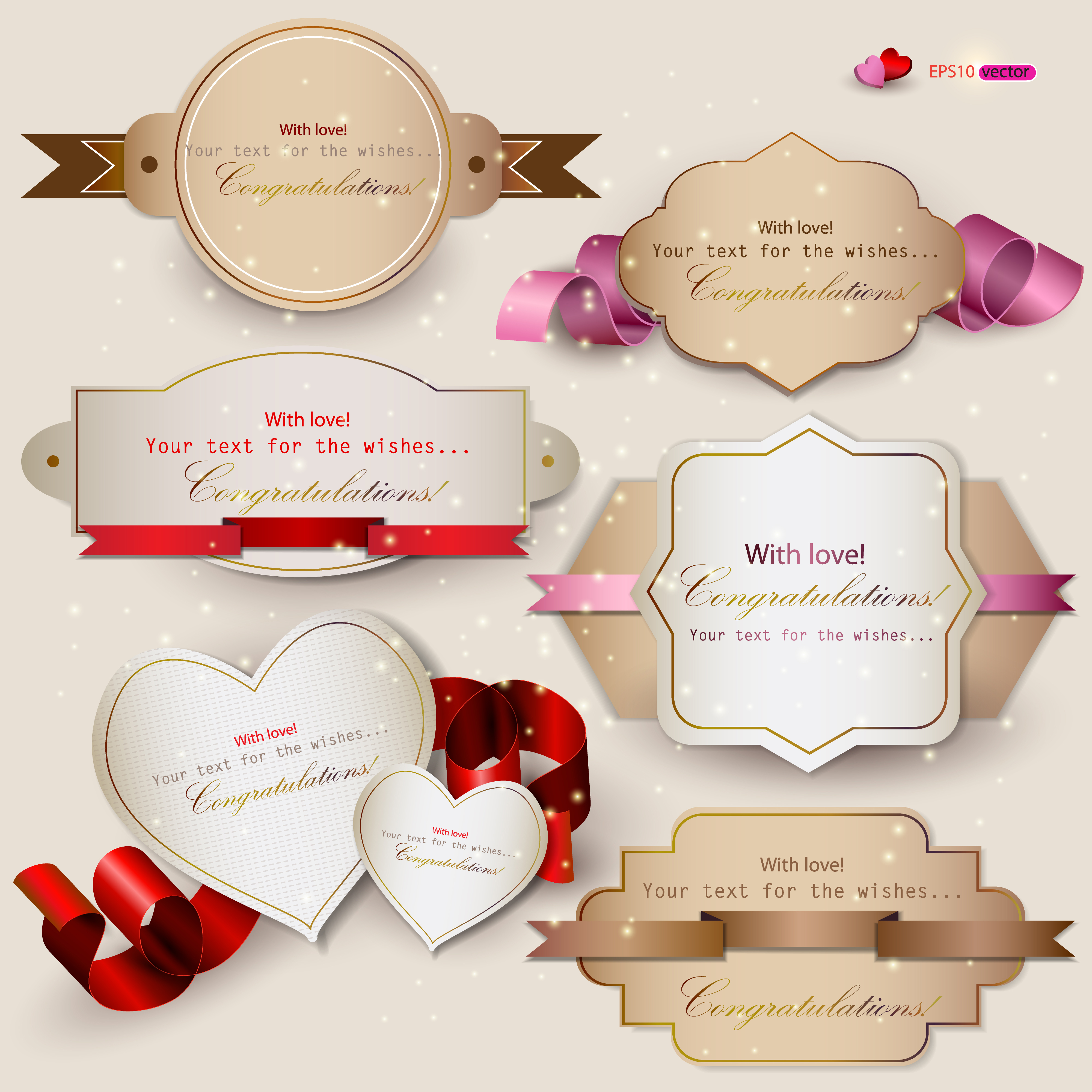 set of cute gift cards vector