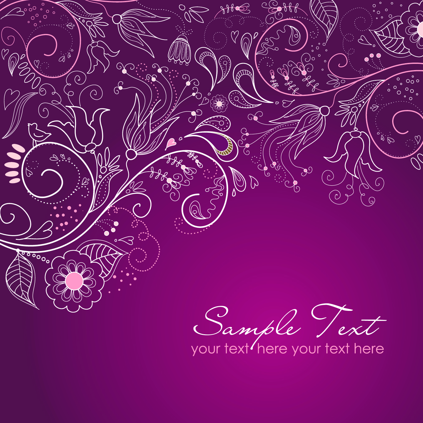 hand drawn purple floral backgrounds vector